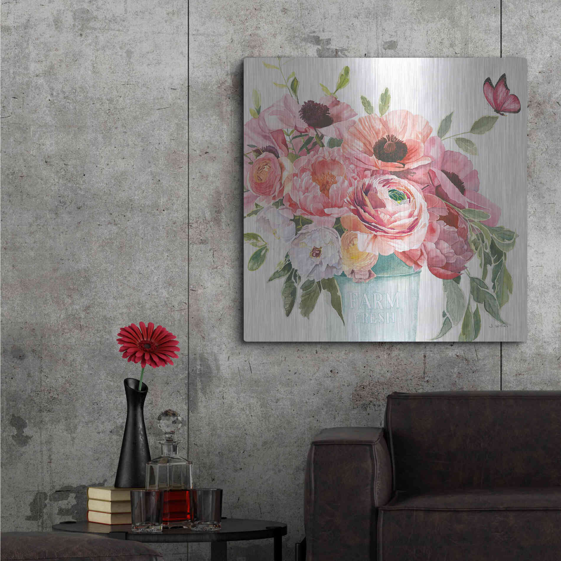 Luxe Metal Art 'Boho Bouquet XIII' by James Wiens, Metal Wall Art,36x36