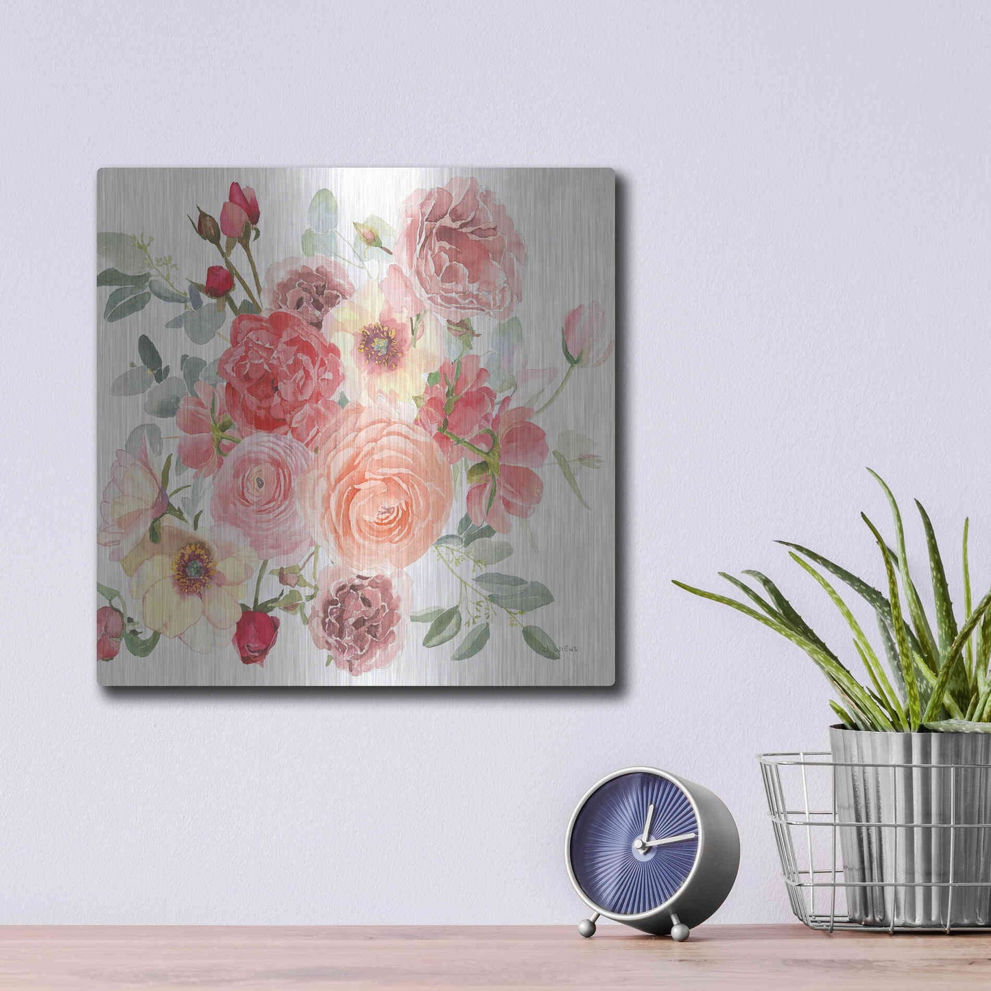 Luxe Metal Art 'Boho Bouquet XIV' by James Wiens, Metal Wall Art,12x12