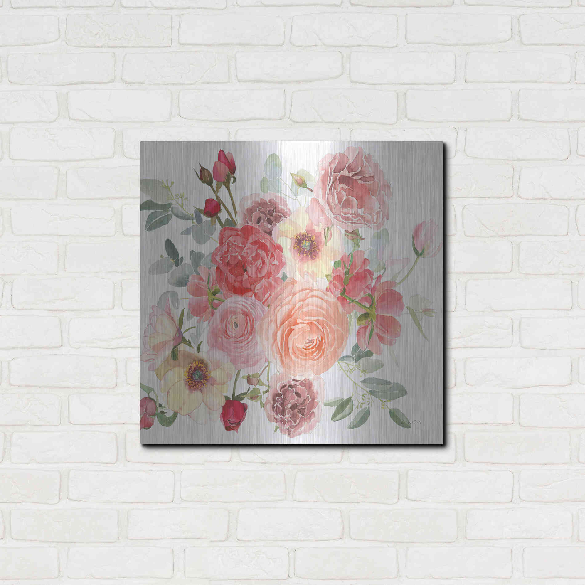 Luxe Metal Art 'Boho Bouquet XIV' by James Wiens, Metal Wall Art,24x24