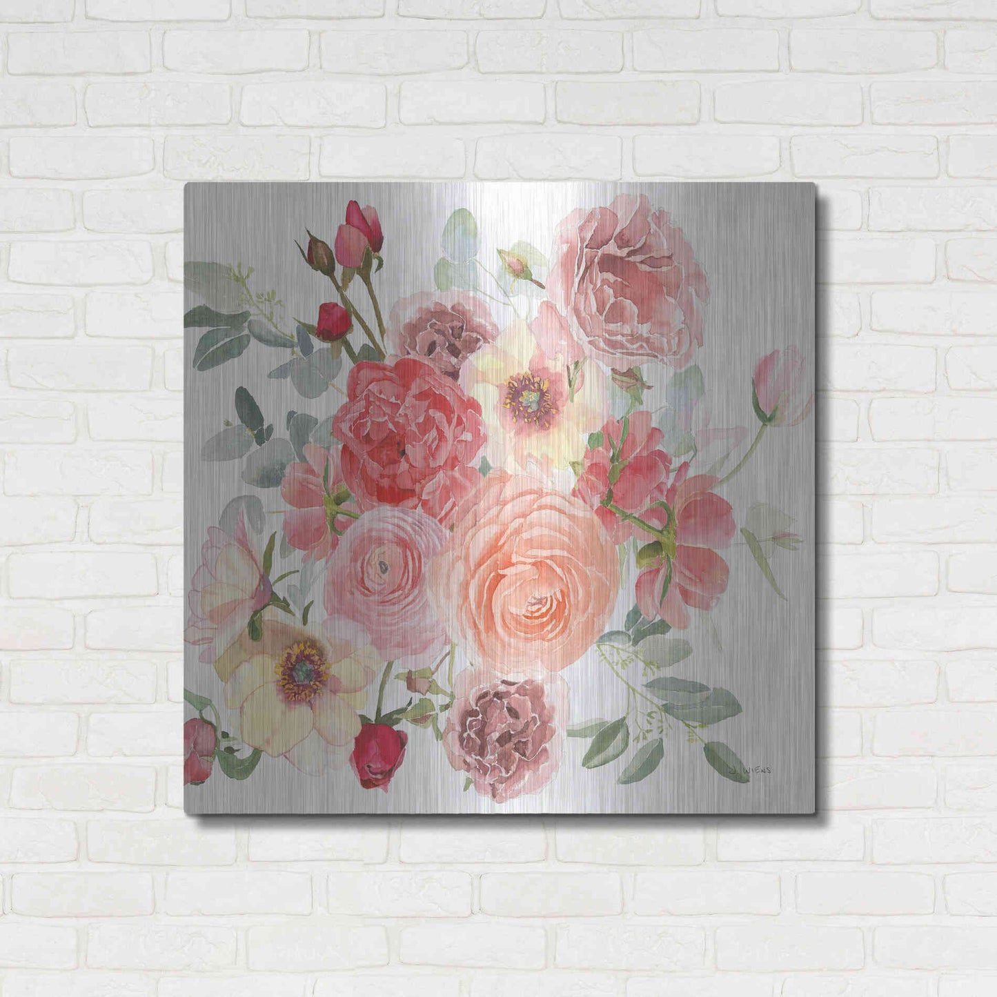 Luxe Metal Art 'Boho Bouquet XIV' by James Wiens, Metal Wall Art,36x36