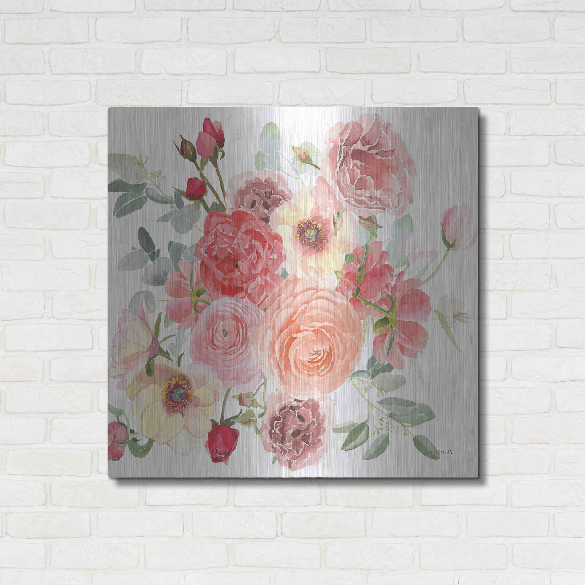 Luxe Metal Art 'Boho Bouquet XIV' by James Wiens, Metal Wall Art,36x36