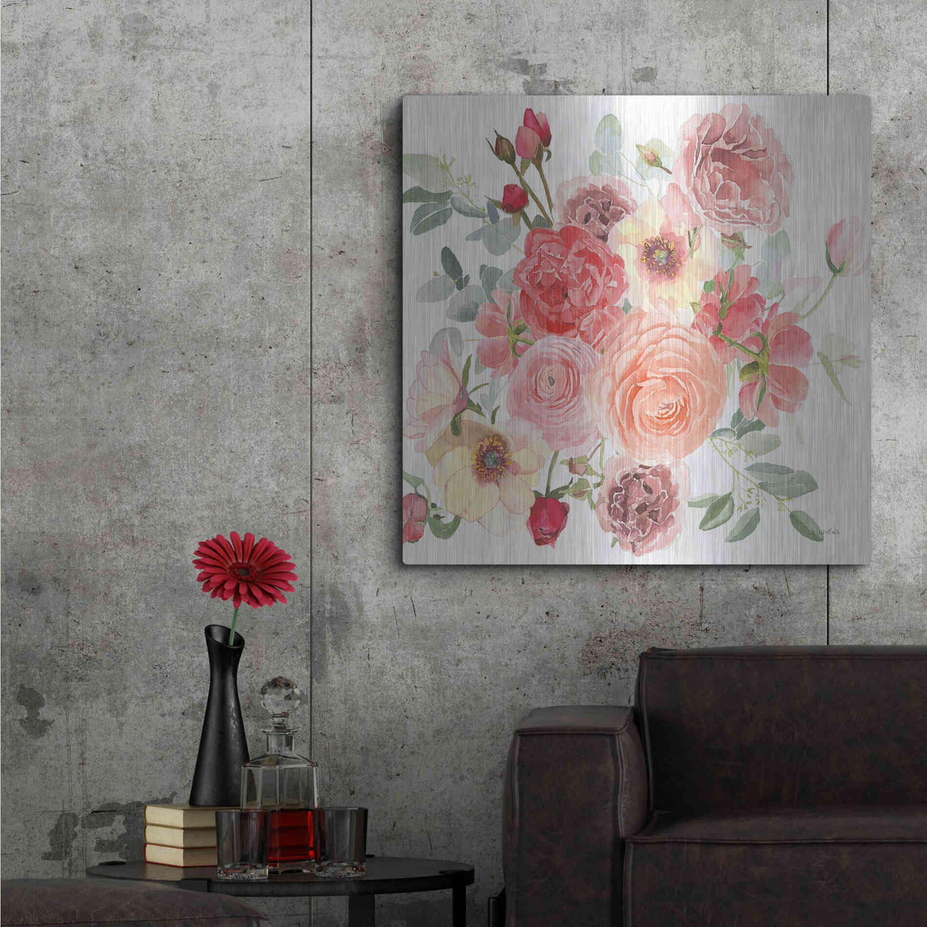 Luxe Metal Art 'Boho Bouquet XIV' by James Wiens, Metal Wall Art,36x36