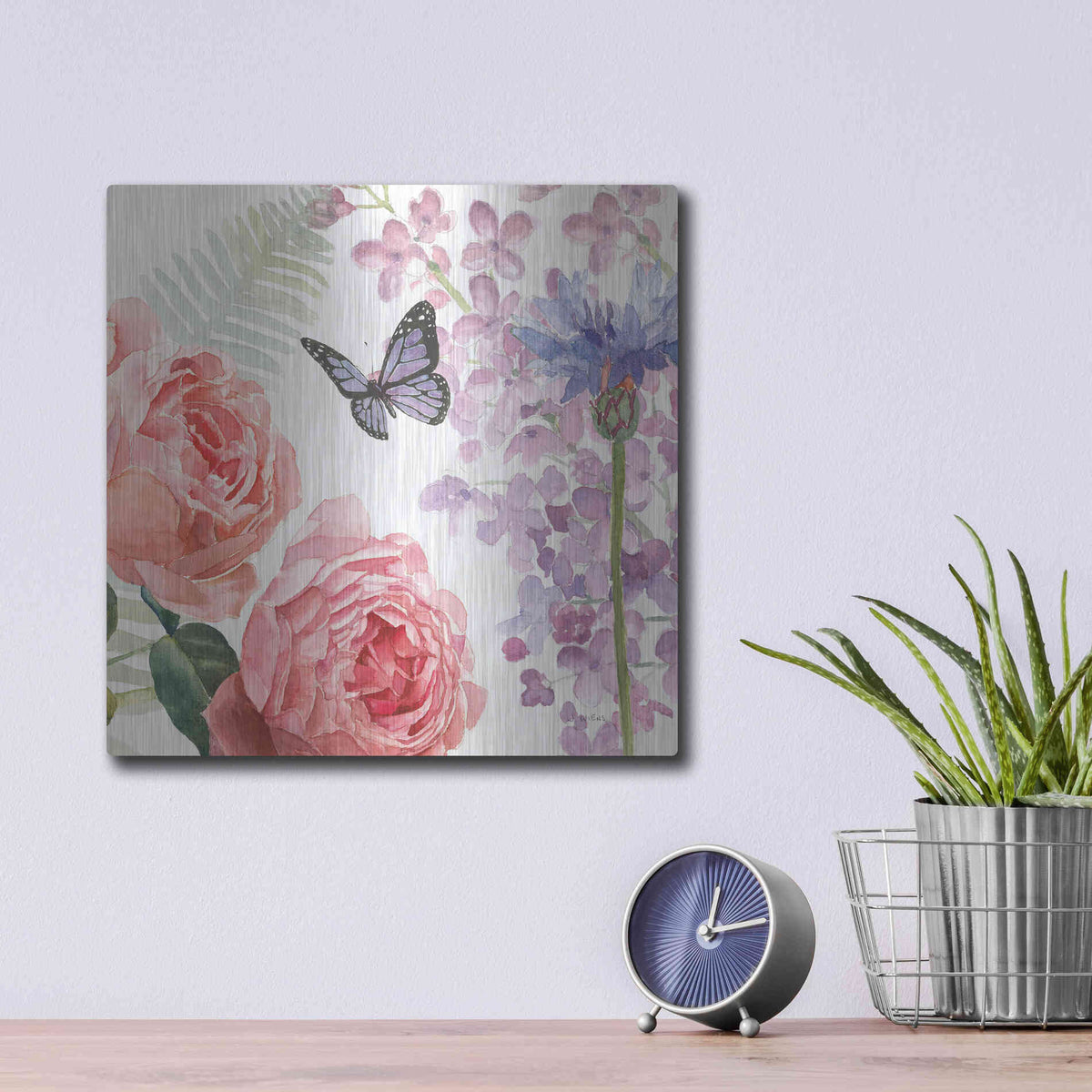 Luxe Metal Art 'Boho Bouquet XV' by James Wiens, Metal Wall Art,12x12
