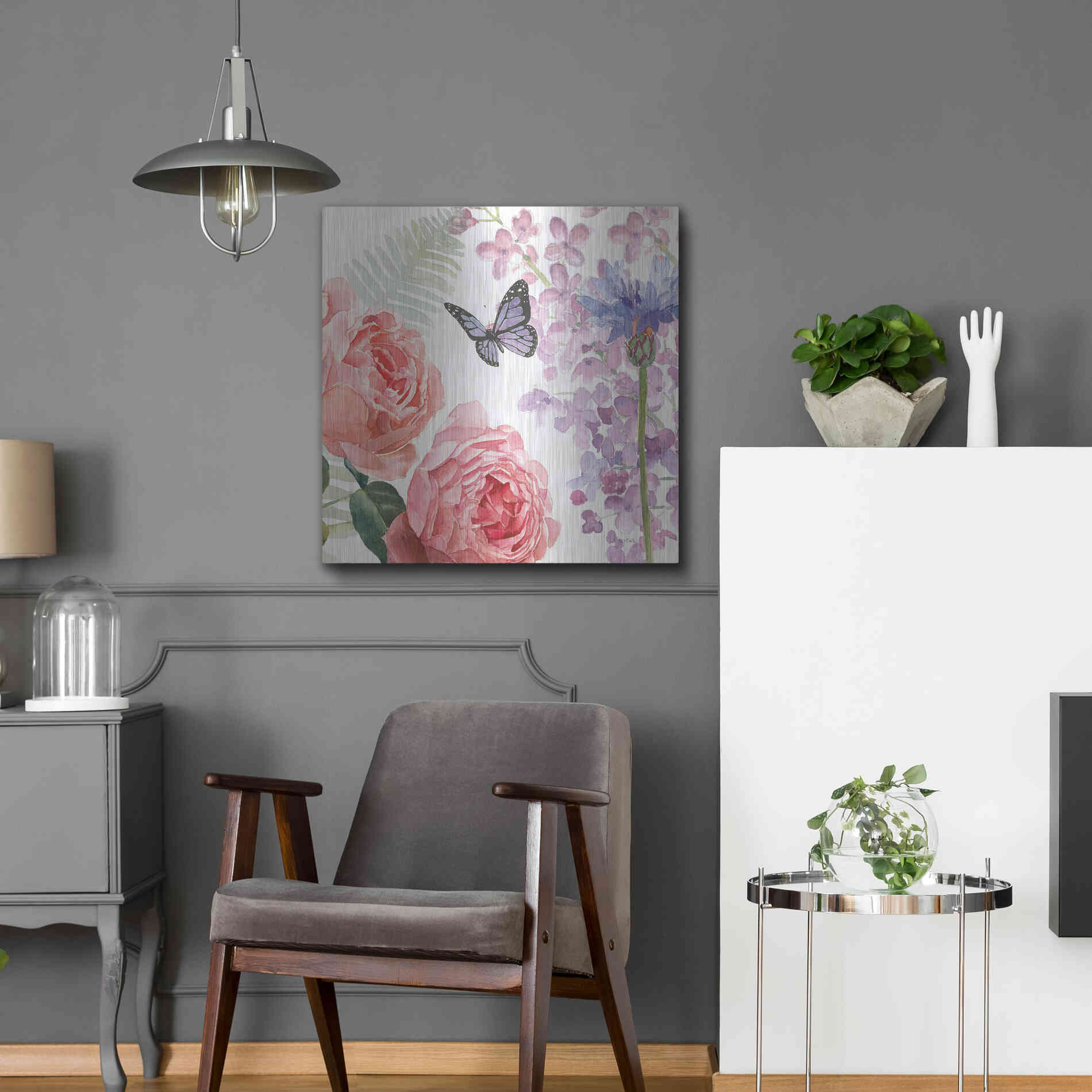 Luxe Metal Art 'Boho Bouquet XV' by James Wiens, Metal Wall Art,24x24