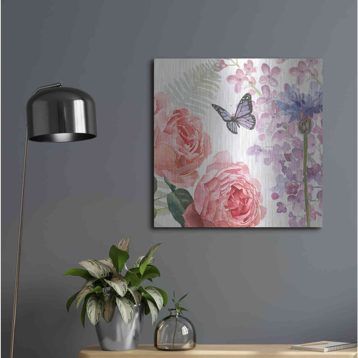 Luxe Metal Art 'Boho Bouquet XV' by James Wiens, Metal Wall Art,24x24