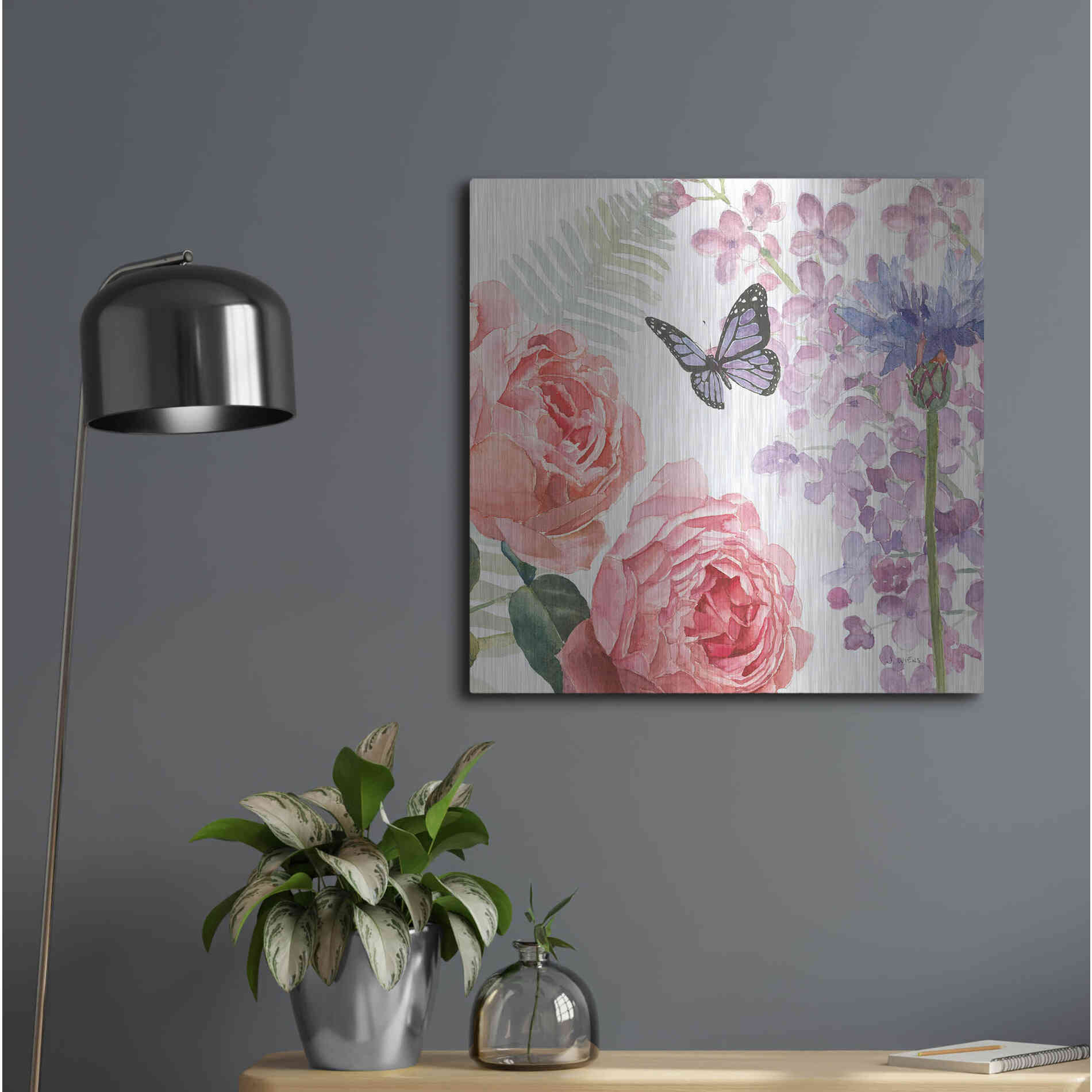 Luxe Metal Art 'Boho Bouquet XV' by James Wiens, Metal Wall Art,24x24