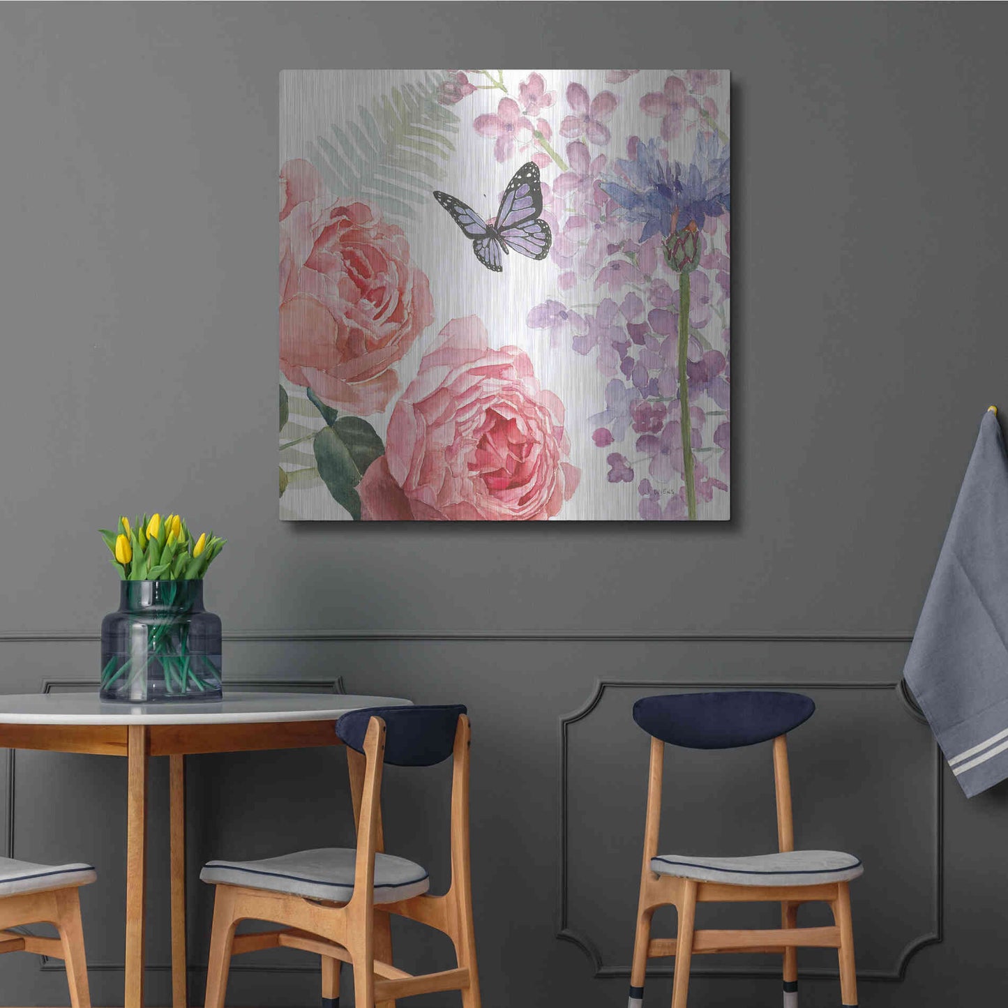 Luxe Metal Art 'Boho Bouquet XV' by James Wiens, Metal Wall Art,36x36