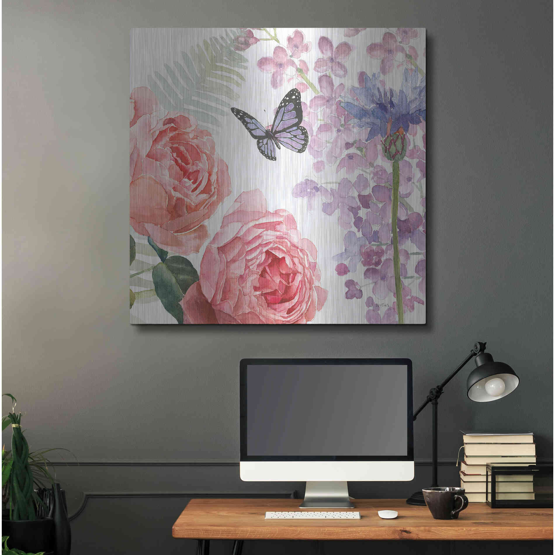 Luxe Metal Art 'Boho Bouquet XV' by James Wiens, Metal Wall Art,36x36