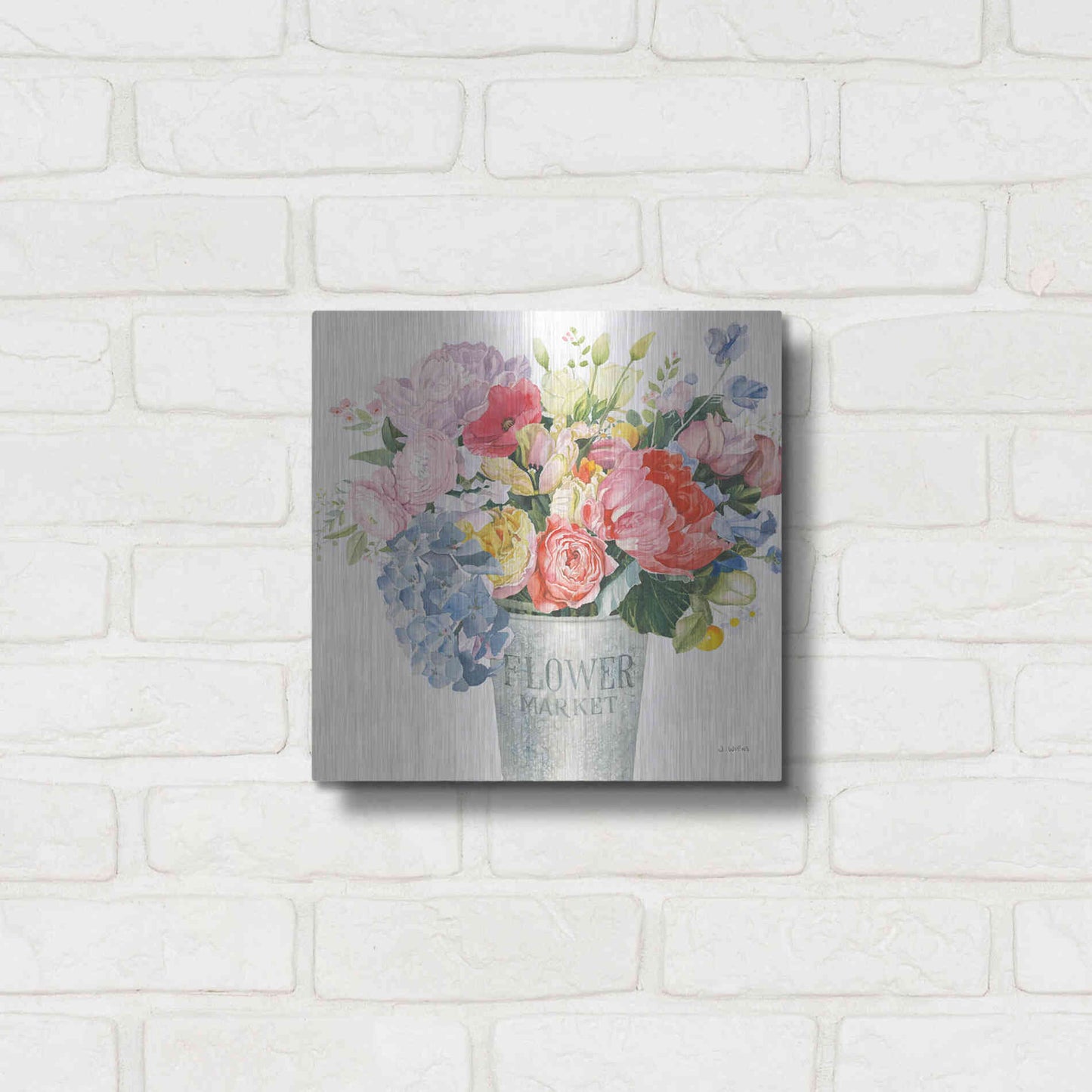 Luxe Metal Art 'Boho Bouquet XVII' by James Wiens, Metal Wall Art,12x12