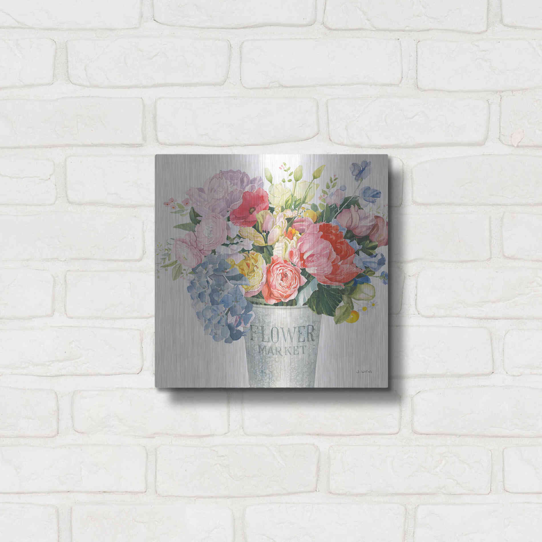 Luxe Metal Art 'Boho Bouquet XVII' by James Wiens, Metal Wall Art,12x12