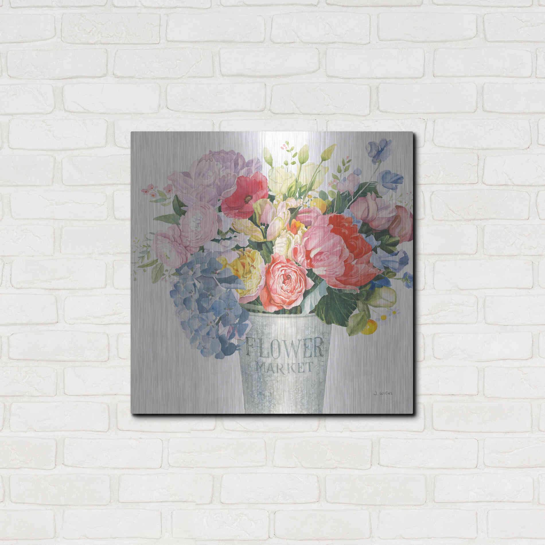 Luxe Metal Art 'Boho Bouquet XVII' by James Wiens, Metal Wall Art,24x24