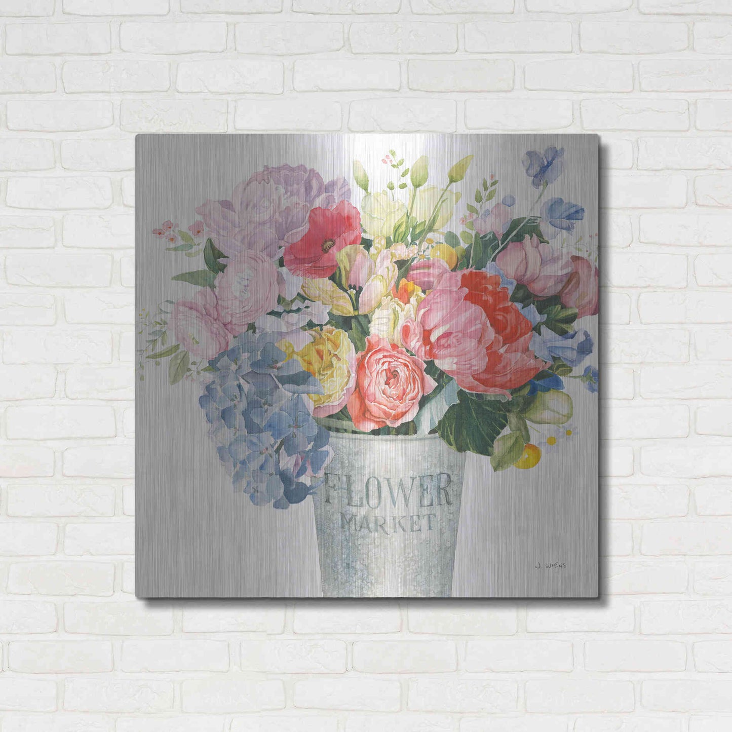 Luxe Metal Art 'Boho Bouquet XVII' by James Wiens, Metal Wall Art,36x36