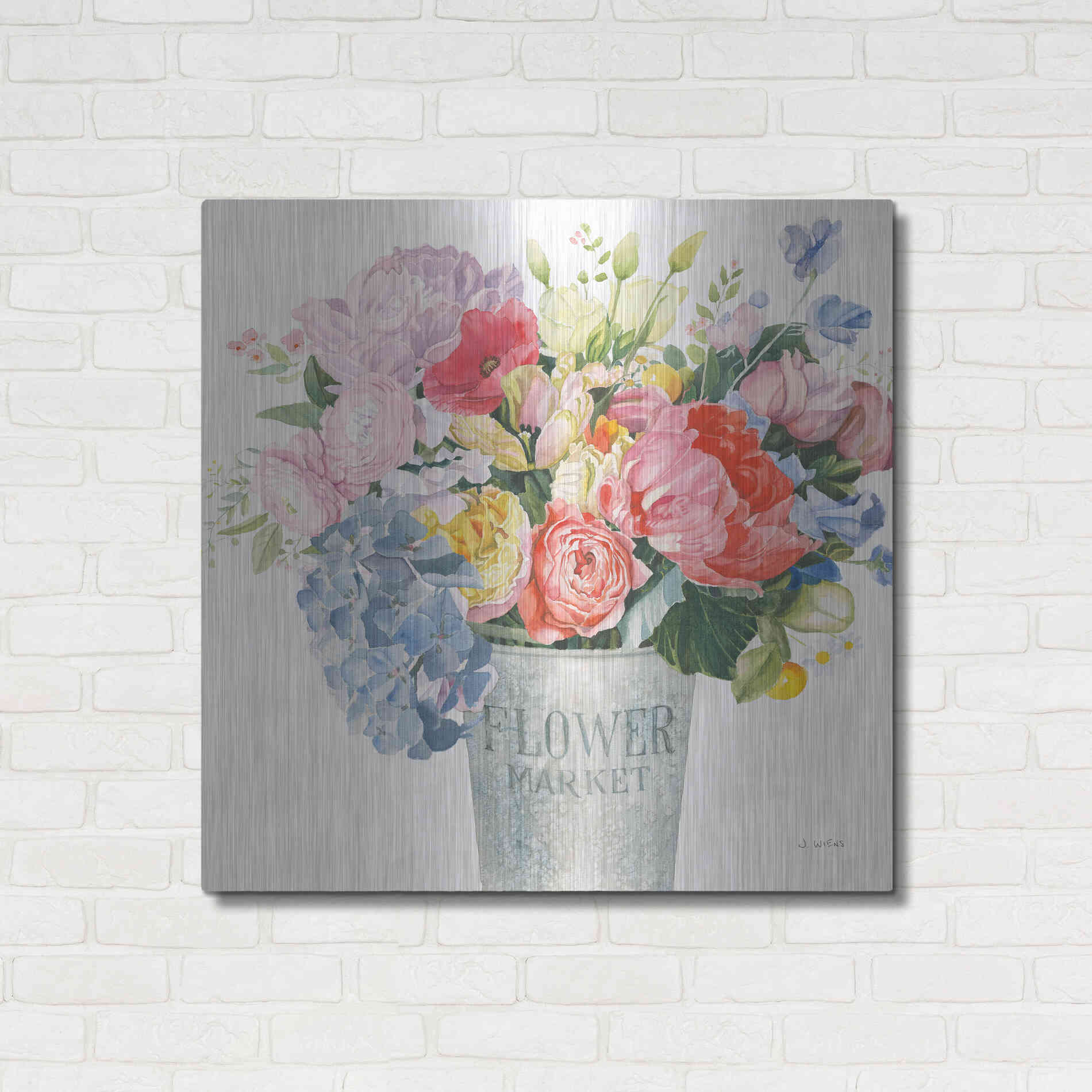 Luxe Metal Art 'Boho Bouquet XVII' by James Wiens, Metal Wall Art,36x36