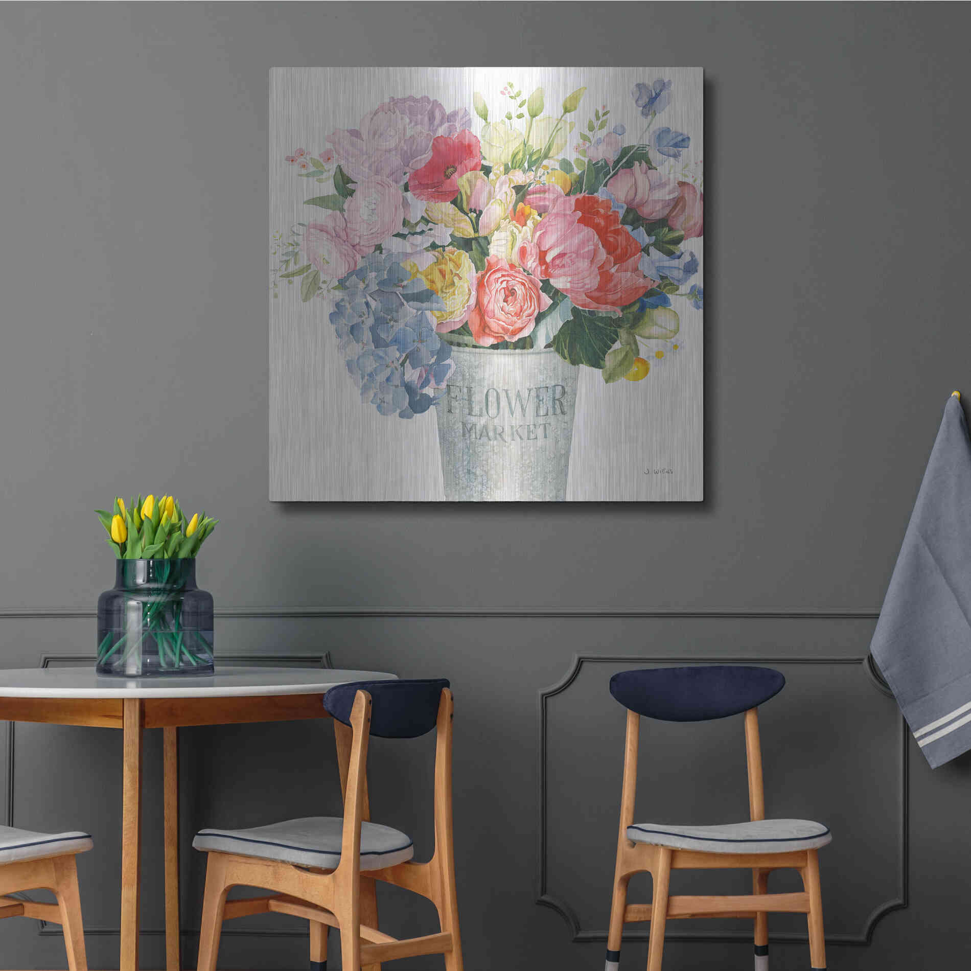 Luxe Metal Art 'Boho Bouquet XVII' by James Wiens, Metal Wall Art,36x36