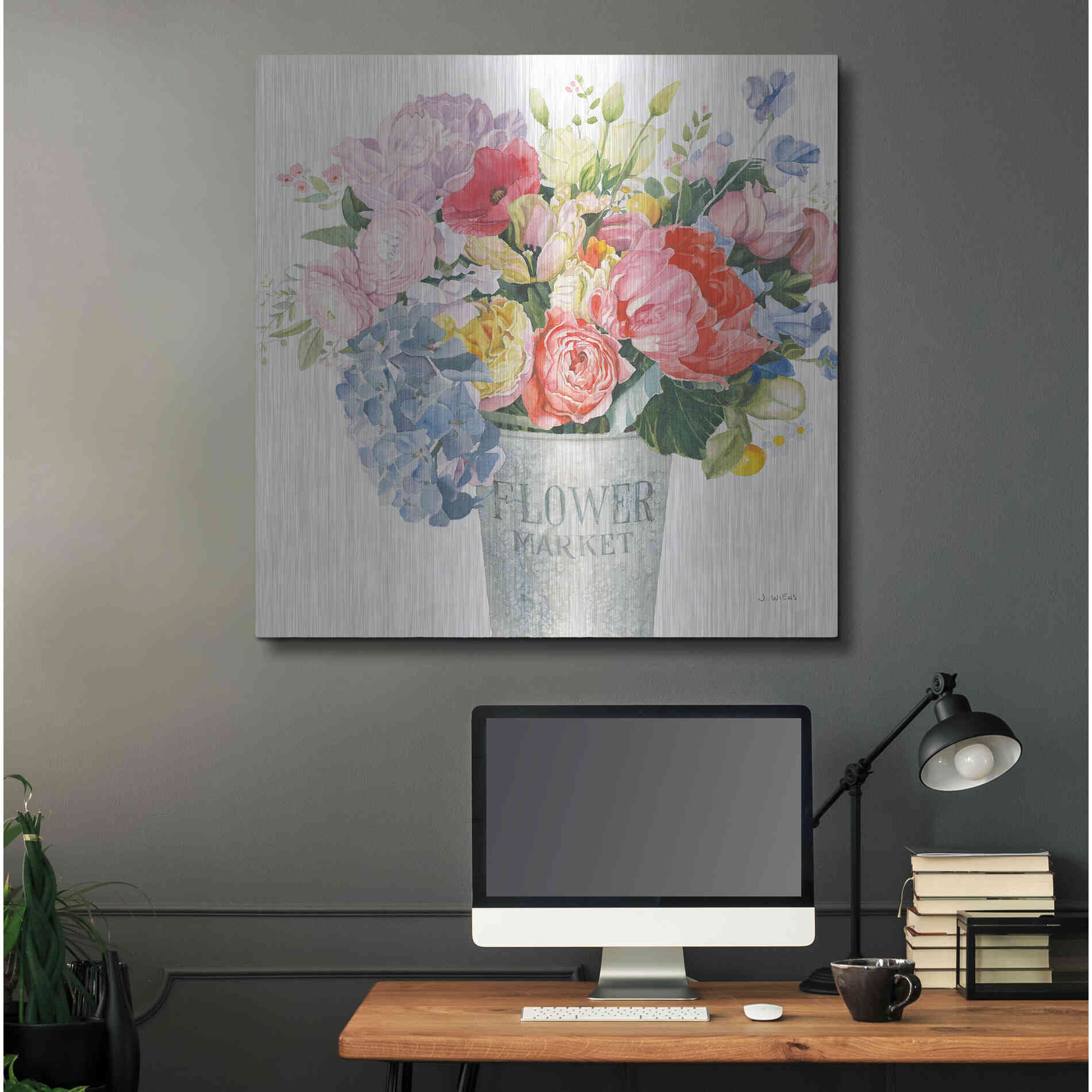 Luxe Metal Art 'Boho Bouquet XVII' by James Wiens, Metal Wall Art,36x36