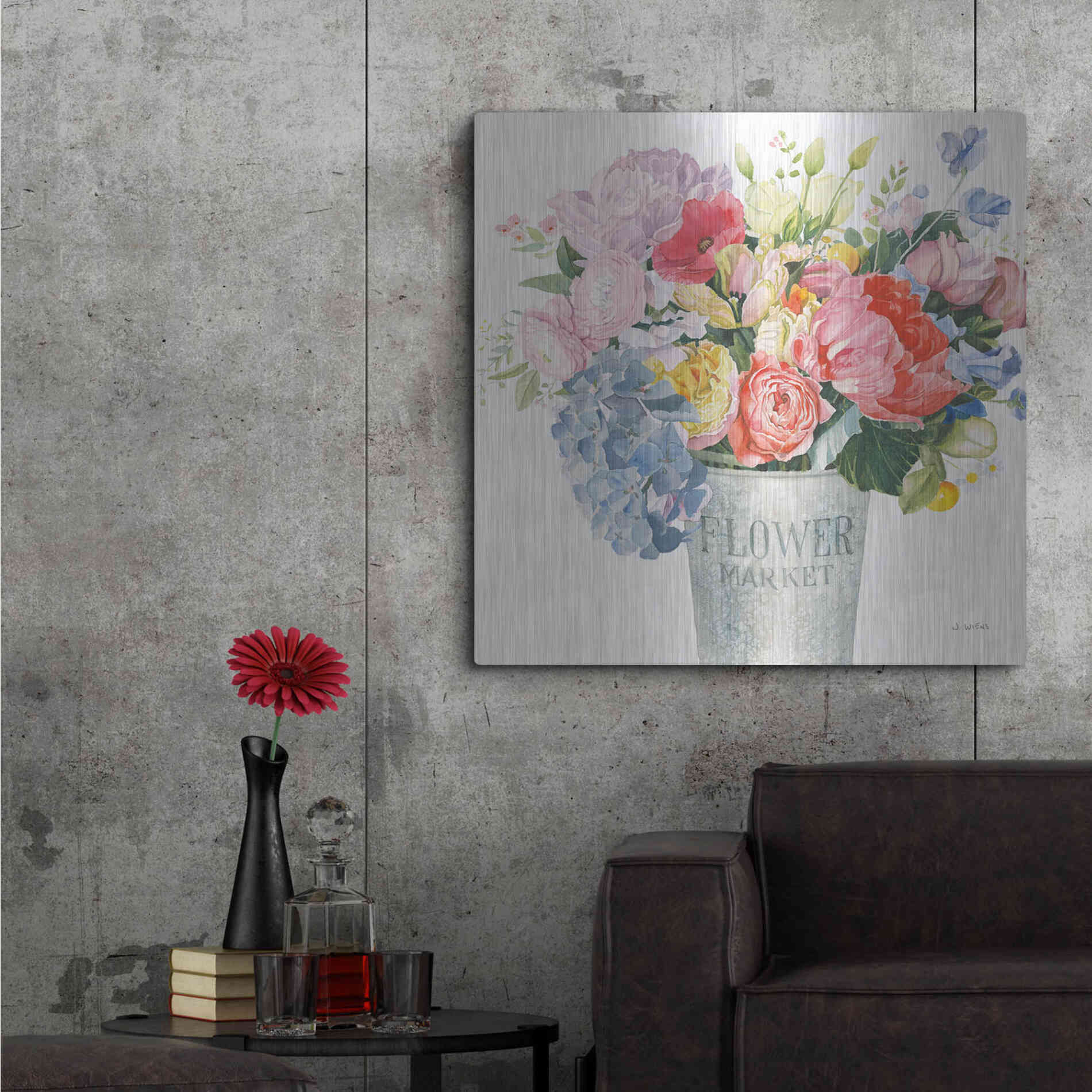 Luxe Metal Art 'Boho Bouquet XVII' by James Wiens, Metal Wall Art,36x36