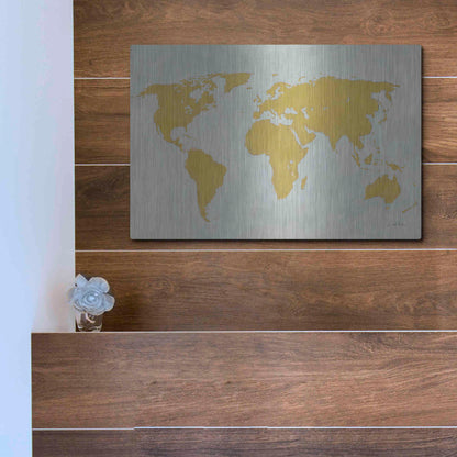 Luxe Metal Art 'Golden World' by James Wiens, Metal Wall Art,16x12