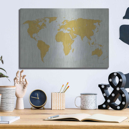 Luxe Metal Art 'Golden World' by James Wiens, Metal Wall Art,16x12