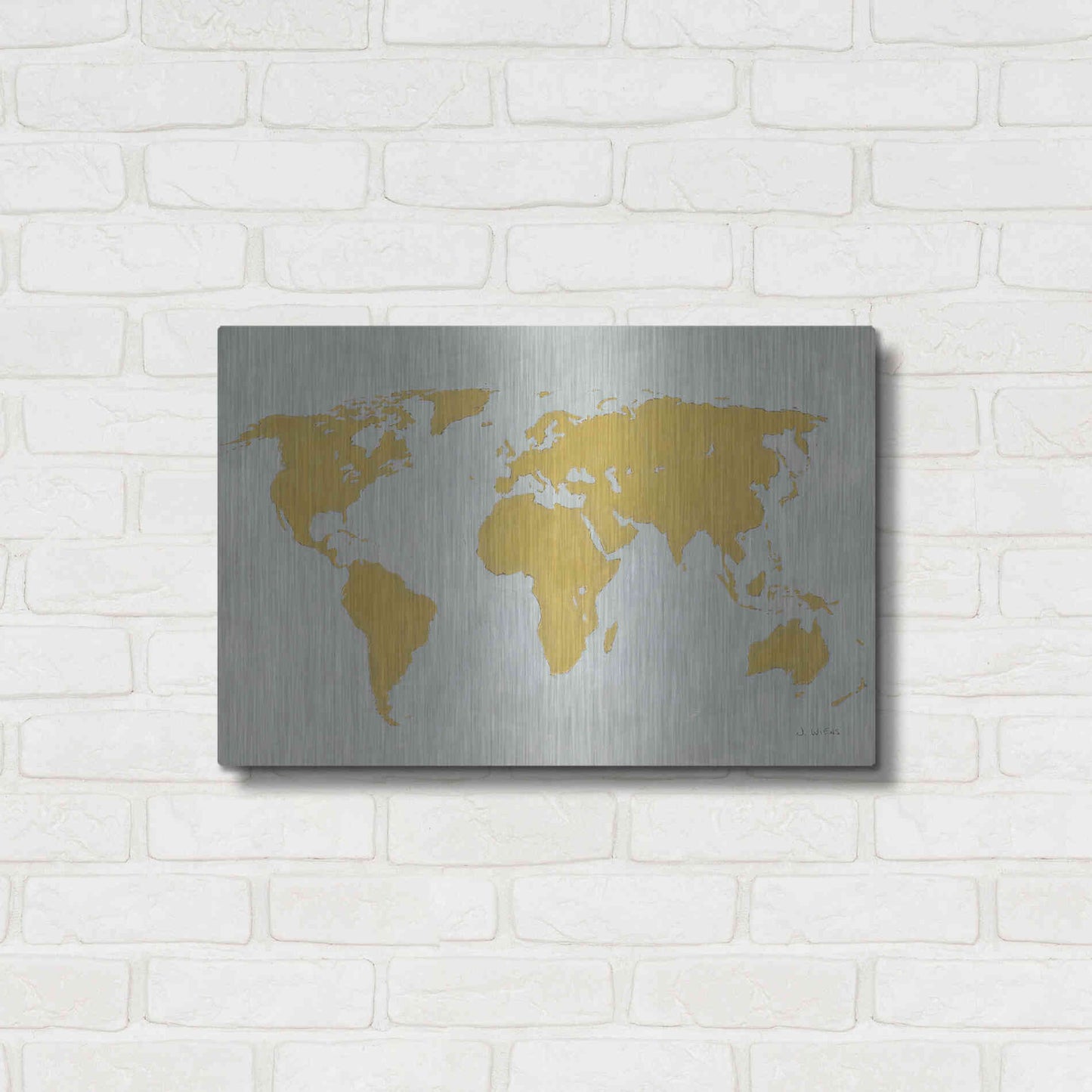 Luxe Metal Art 'Golden World' by James Wiens, Metal Wall Art,24x16