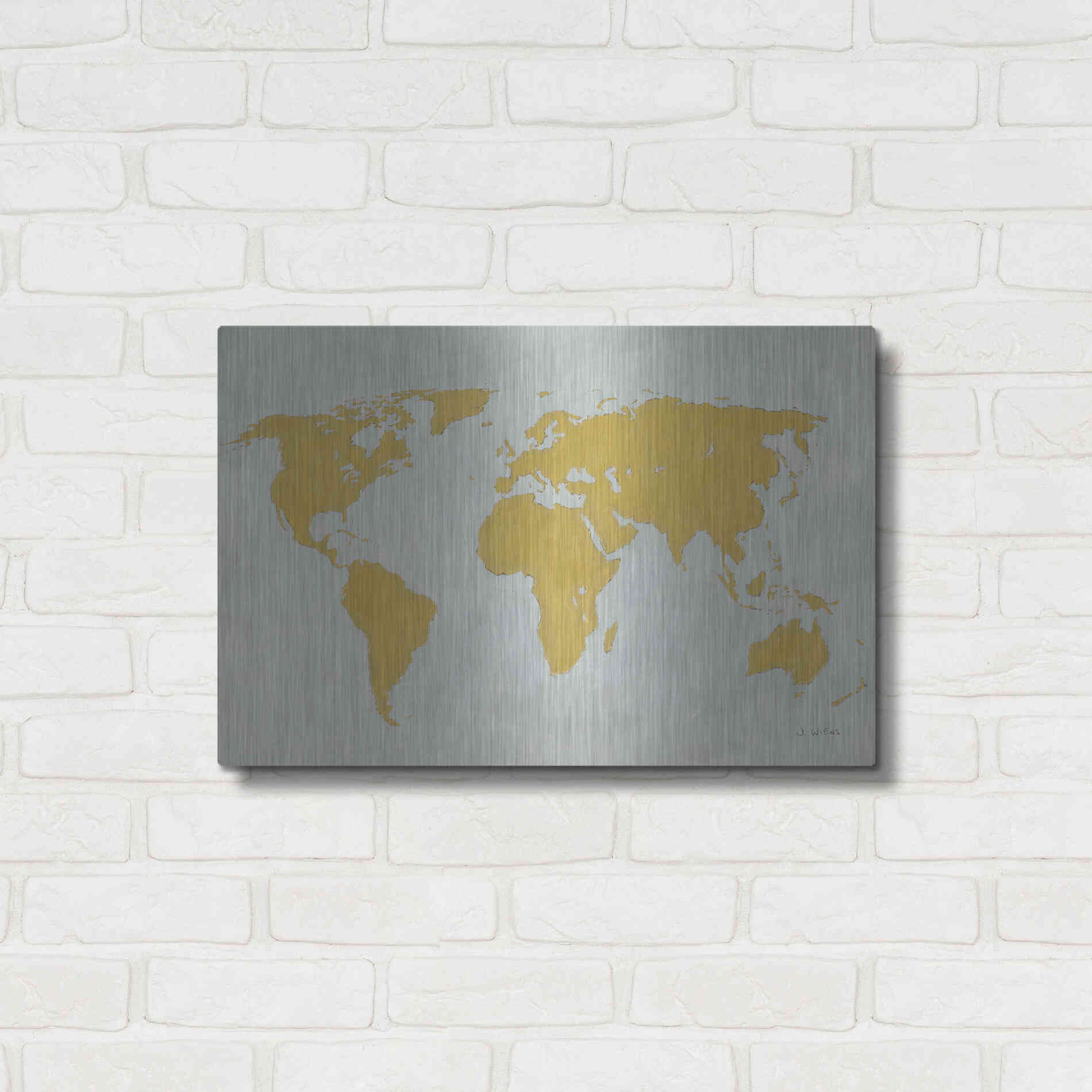 Luxe Metal Art 'Golden World' by James Wiens, Metal Wall Art,24x16