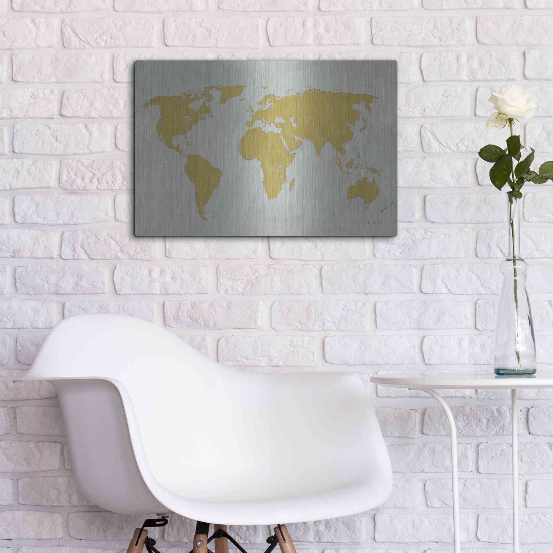 Luxe Metal Art 'Golden World' by James Wiens, Metal Wall Art,24x16