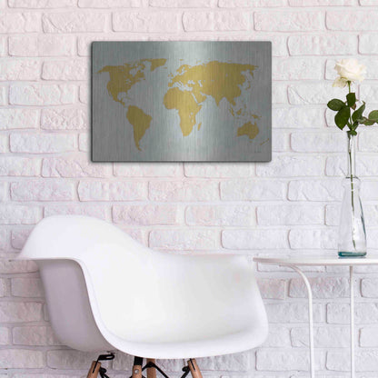 Luxe Metal Art 'Golden World' by James Wiens, Metal Wall Art,24x16
