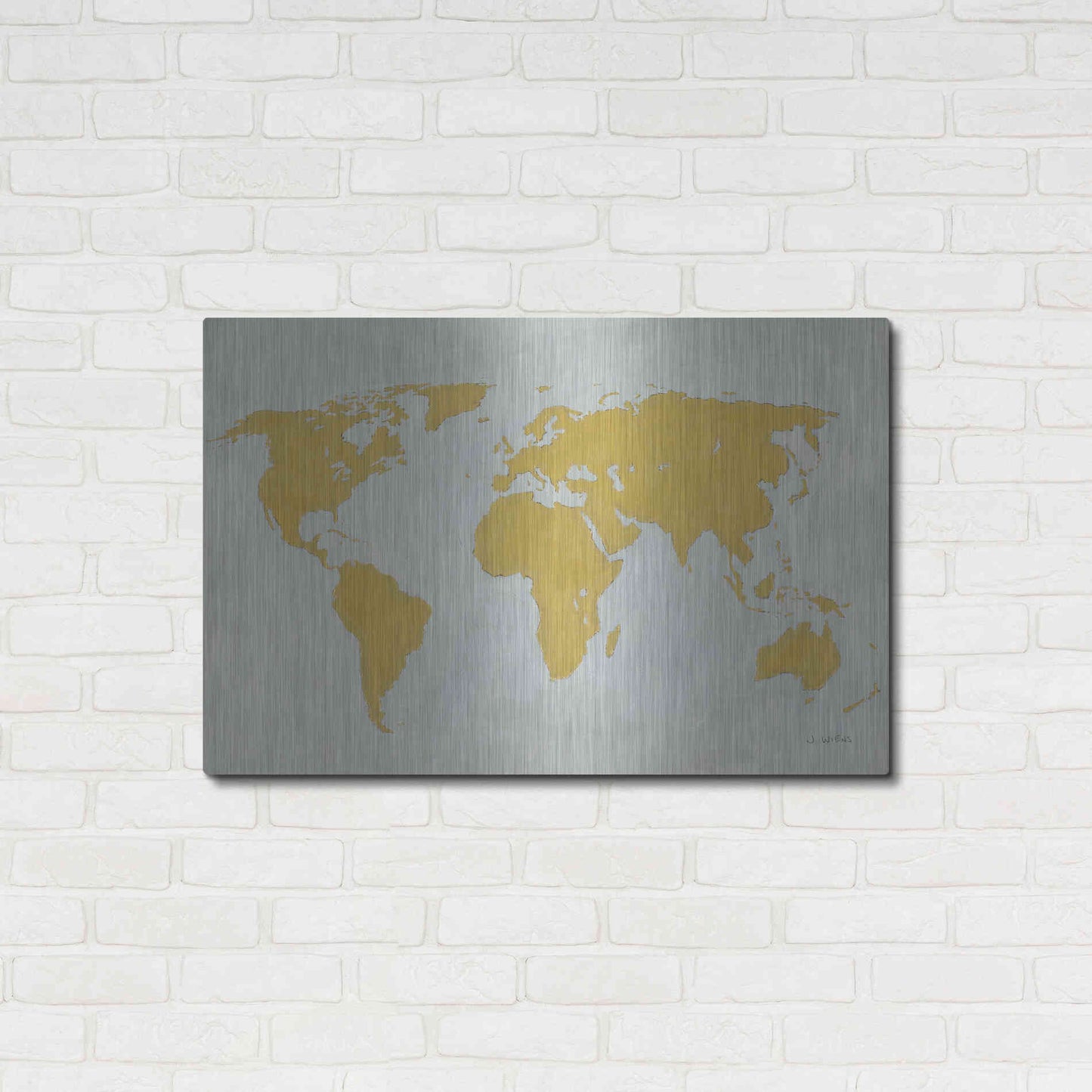 Luxe Metal Art 'Golden World' by James Wiens, Metal Wall Art,36x24