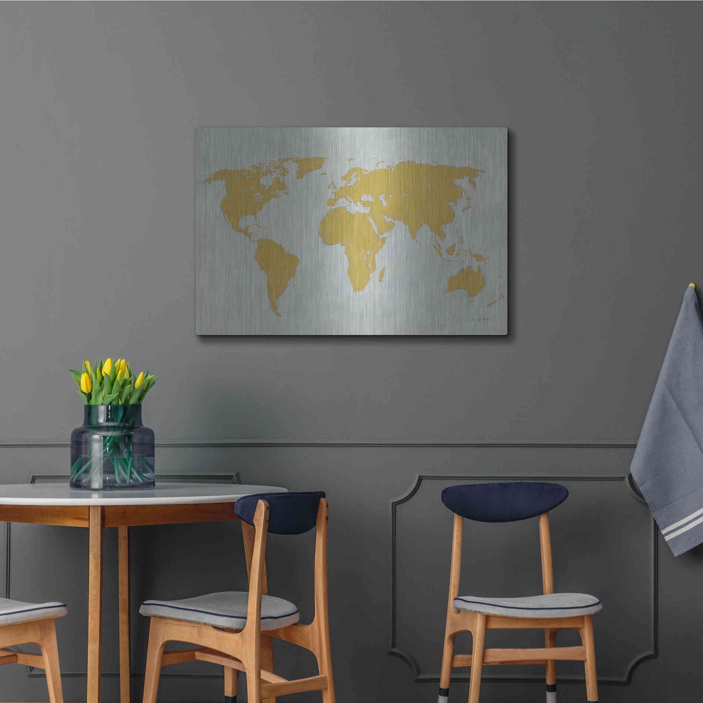 Luxe Metal Art 'Golden World' by James Wiens, Metal Wall Art,36x24