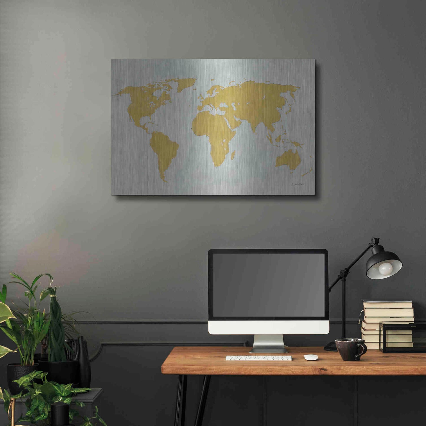 Luxe Metal Art 'Golden World' by James Wiens, Metal Wall Art,36x24