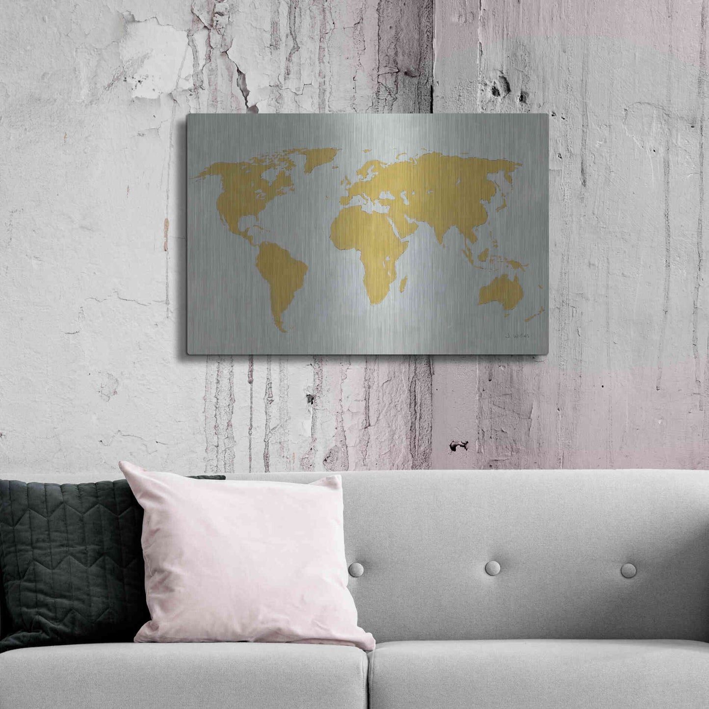 Luxe Metal Art 'Golden World' by James Wiens, Metal Wall Art,36x24