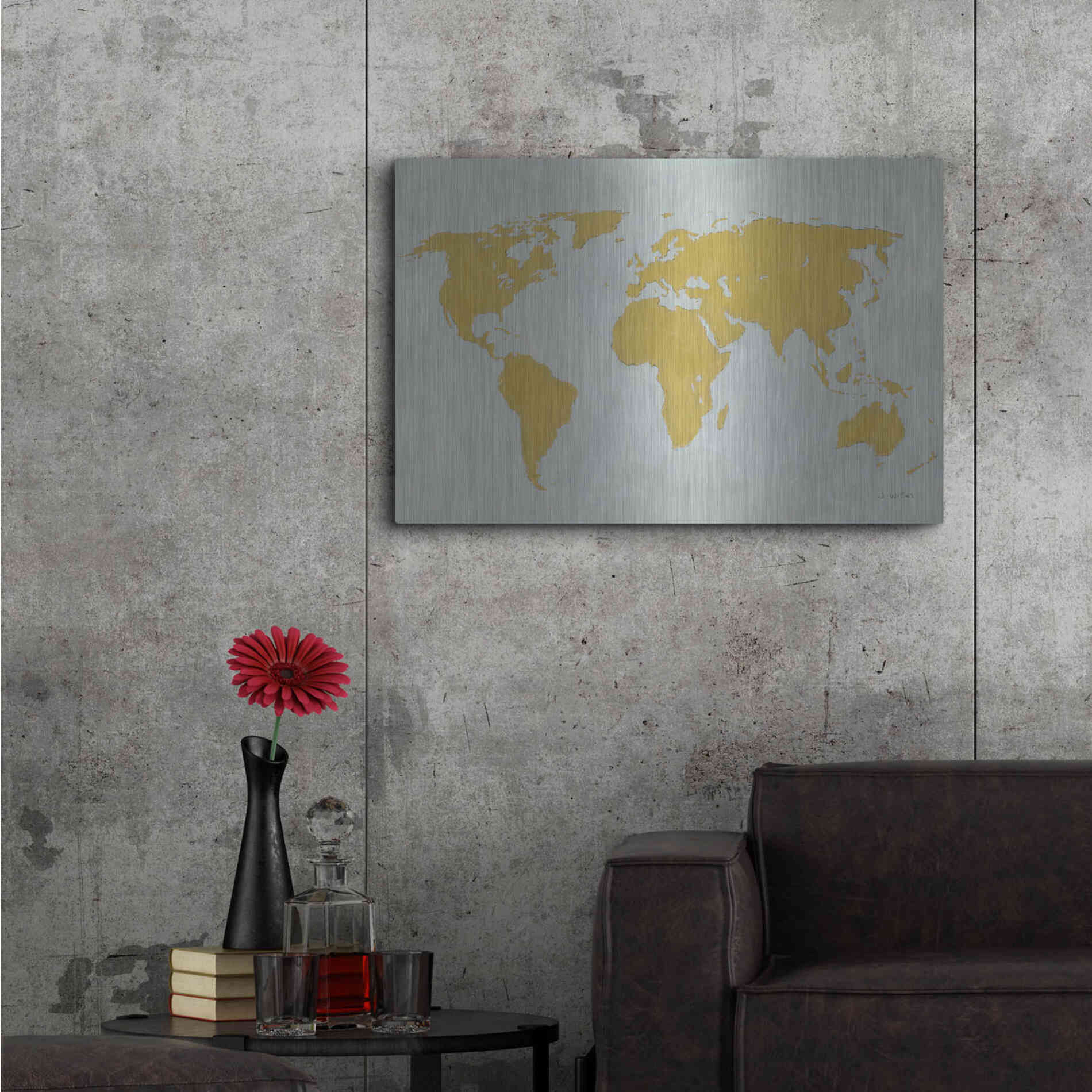 Luxe Metal Art 'Golden World' by James Wiens, Metal Wall Art,36x24