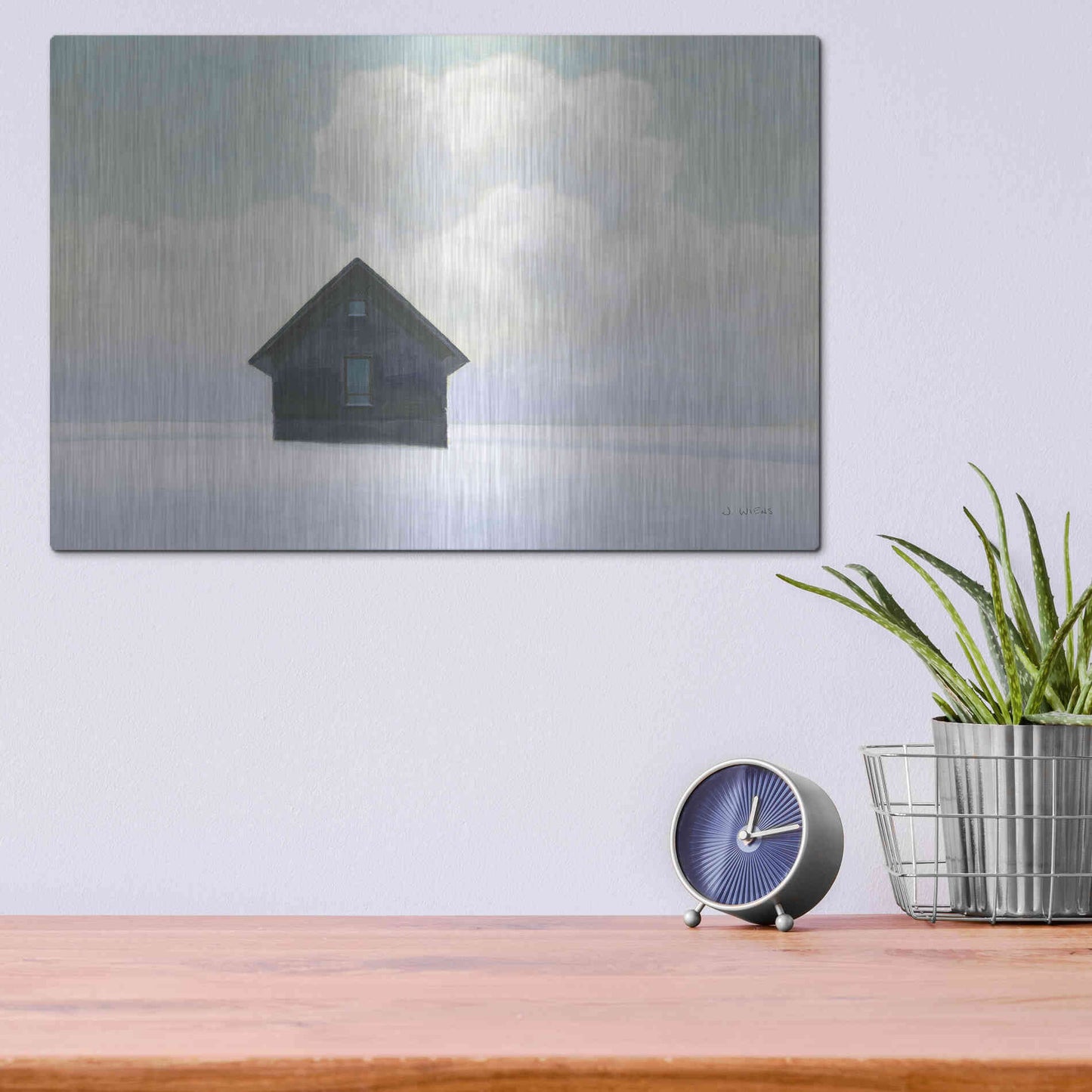 Luxe Metal Art 'Lonely Winter Landscape I' by James Wiens, Metal Wall Art,16x12