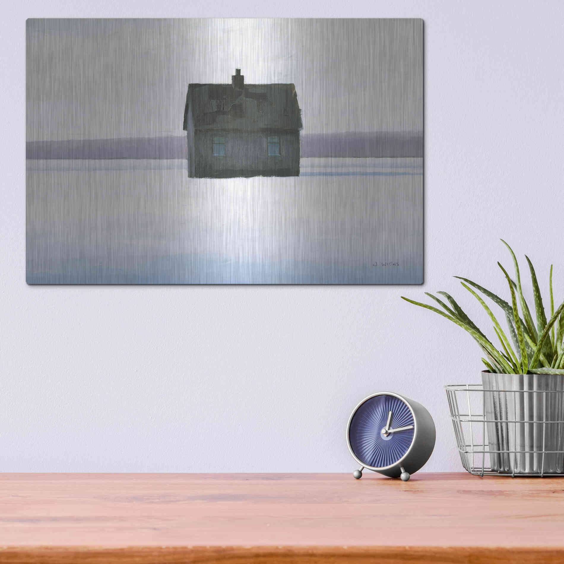 Luxe Metal Art 'Lonely Winter Landscape II' by James Wiens, Metal Wall Art,16x12