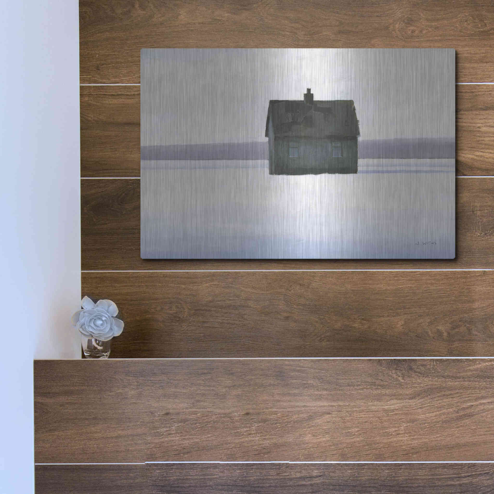 Luxe Metal Art 'Lonely Winter Landscape II' by James Wiens, Metal Wall Art,16x12