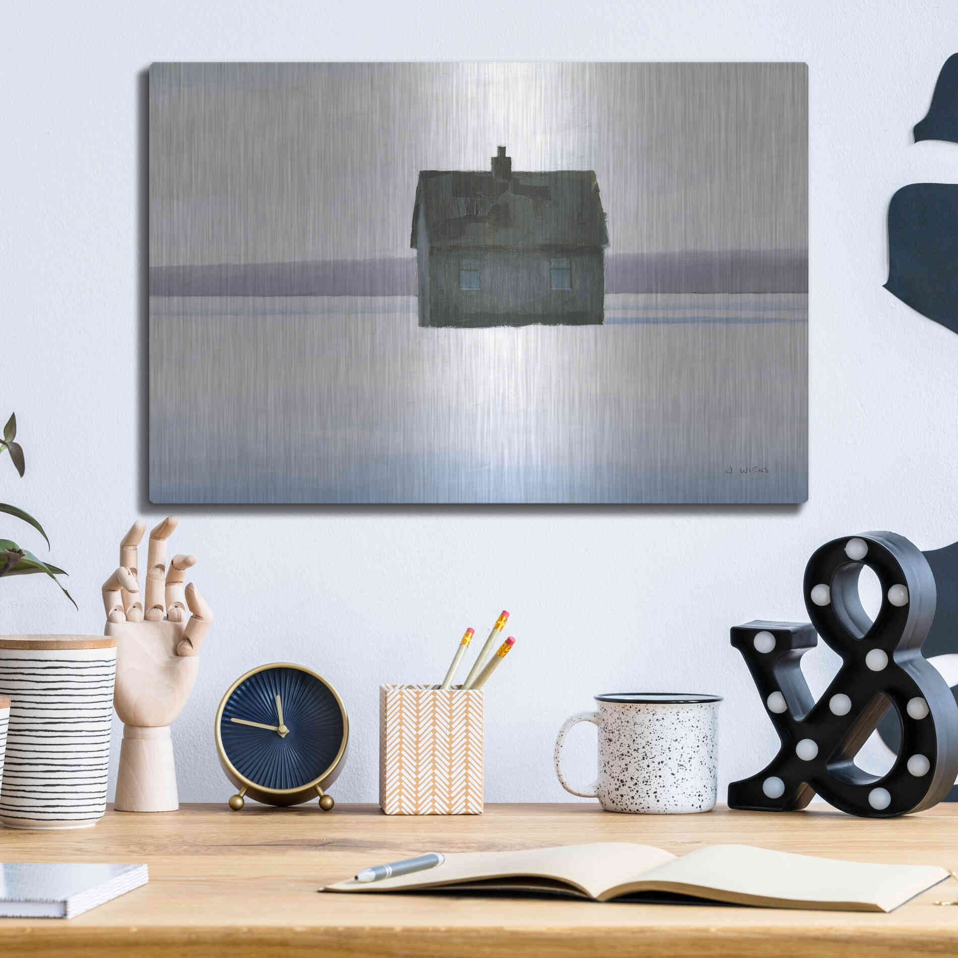 Luxe Metal Art 'Lonely Winter Landscape II' by James Wiens, Metal Wall Art,16x12