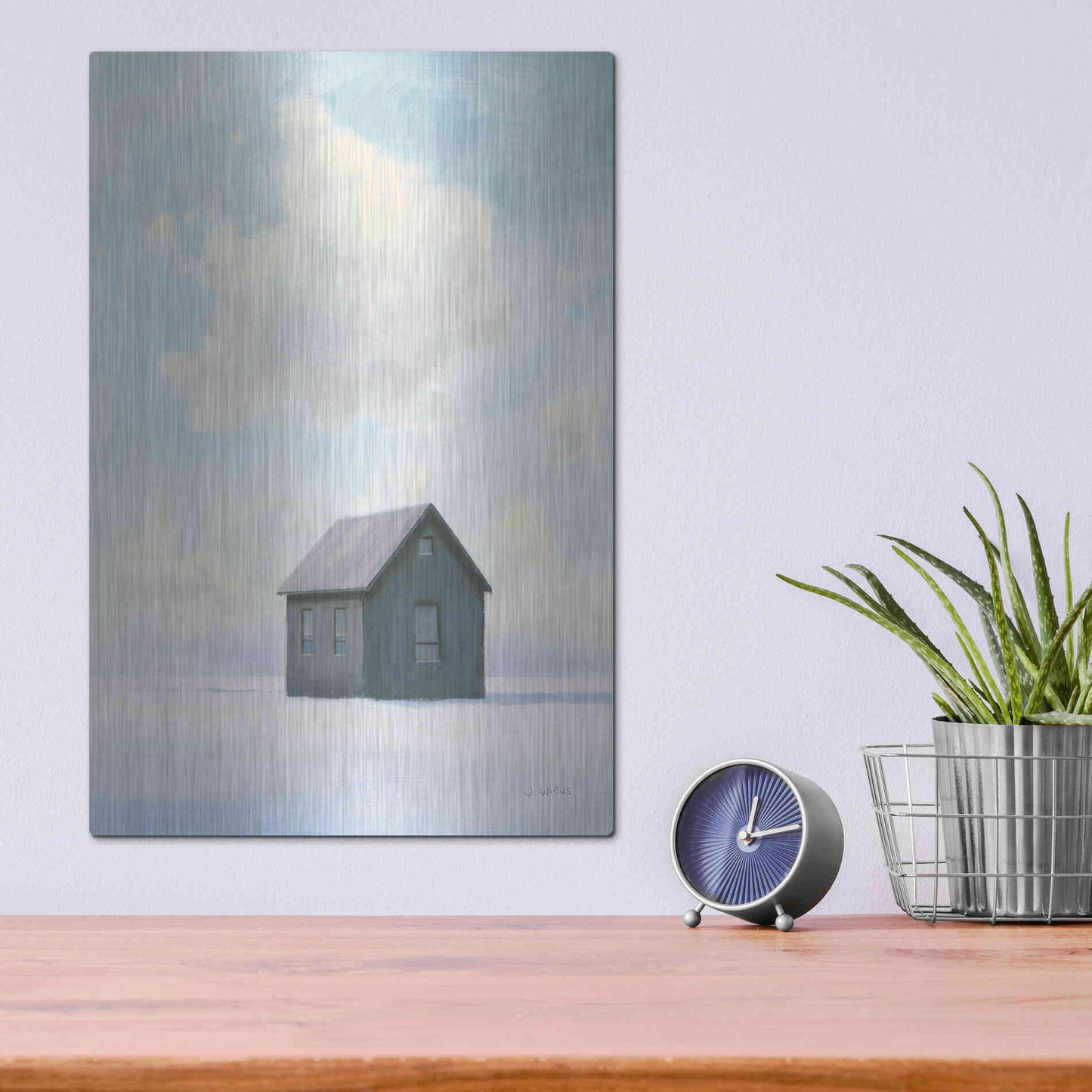 Luxe Metal Art 'Lonely Winter Landscape III' by James Wiens, Metal Wall Art,12x16