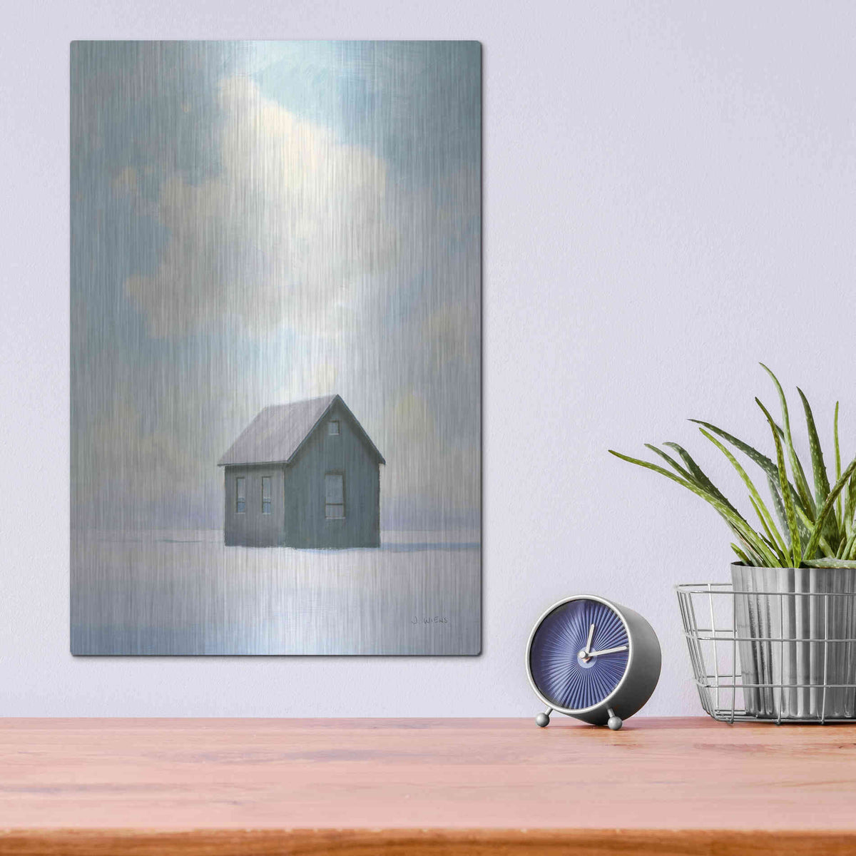 Luxe Metal Art 'Lonely Winter Landscape III' by James Wiens, Metal Wall Art,12x16