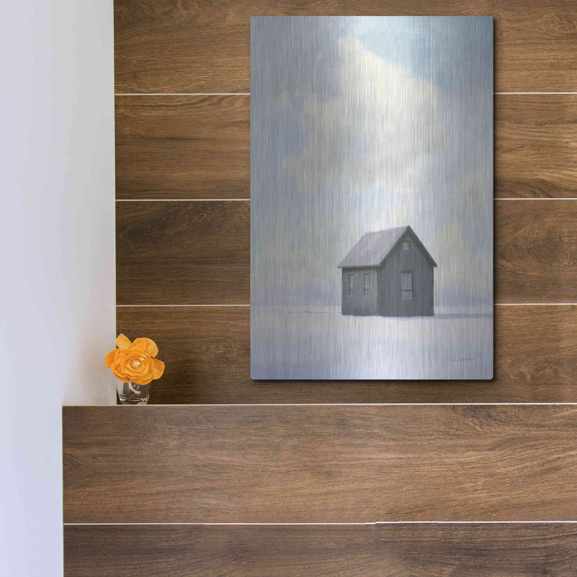 Luxe Metal Art 'Lonely Winter Landscape III' by James Wiens, Metal Wall Art,12x16