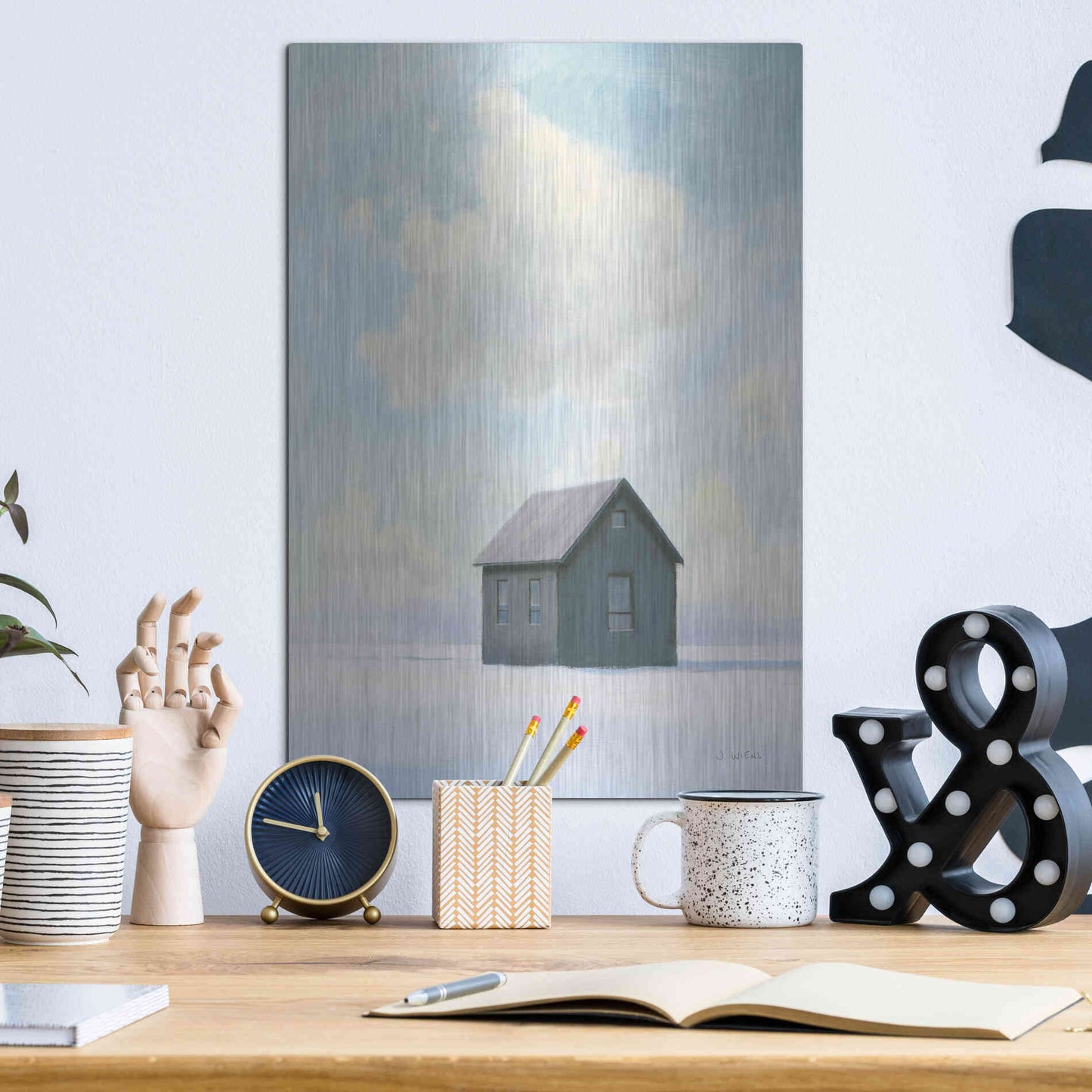 Luxe Metal Art 'Lonely Winter Landscape III' by James Wiens, Metal Wall Art,12x16