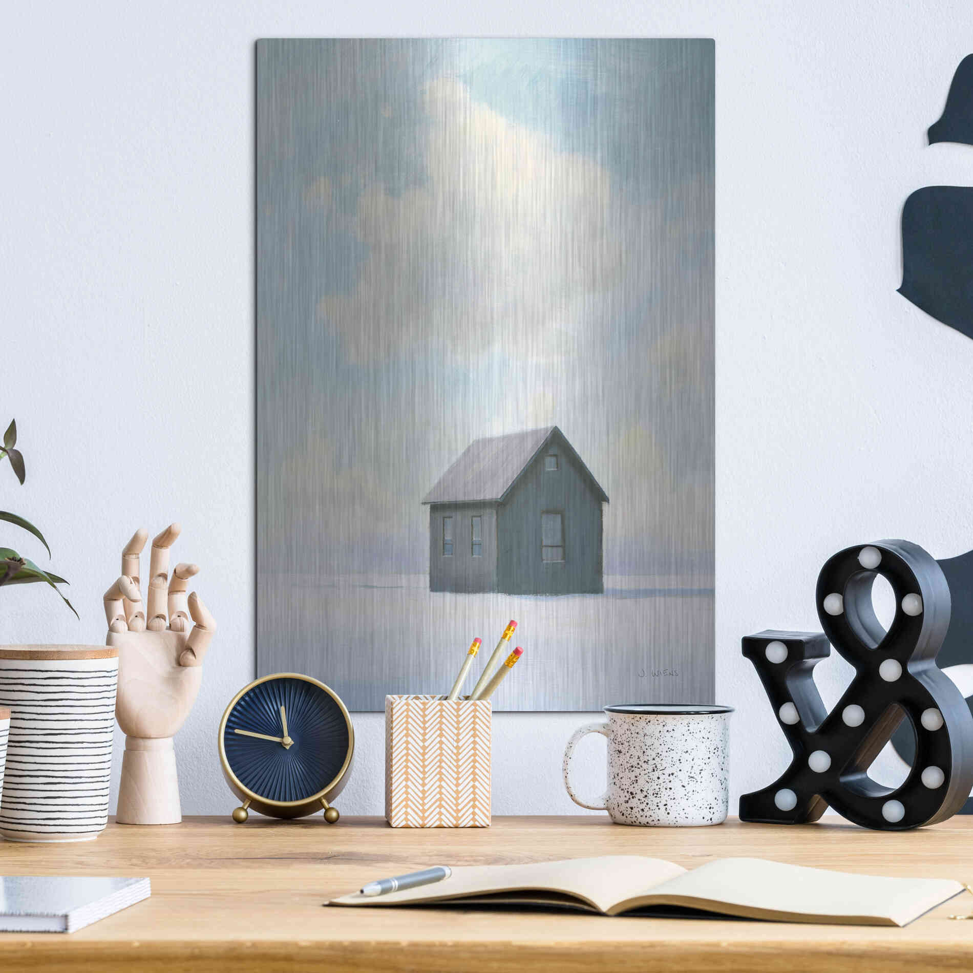 Luxe Metal Art 'Lonely Winter Landscape III' by James Wiens, Metal Wall Art,12x16