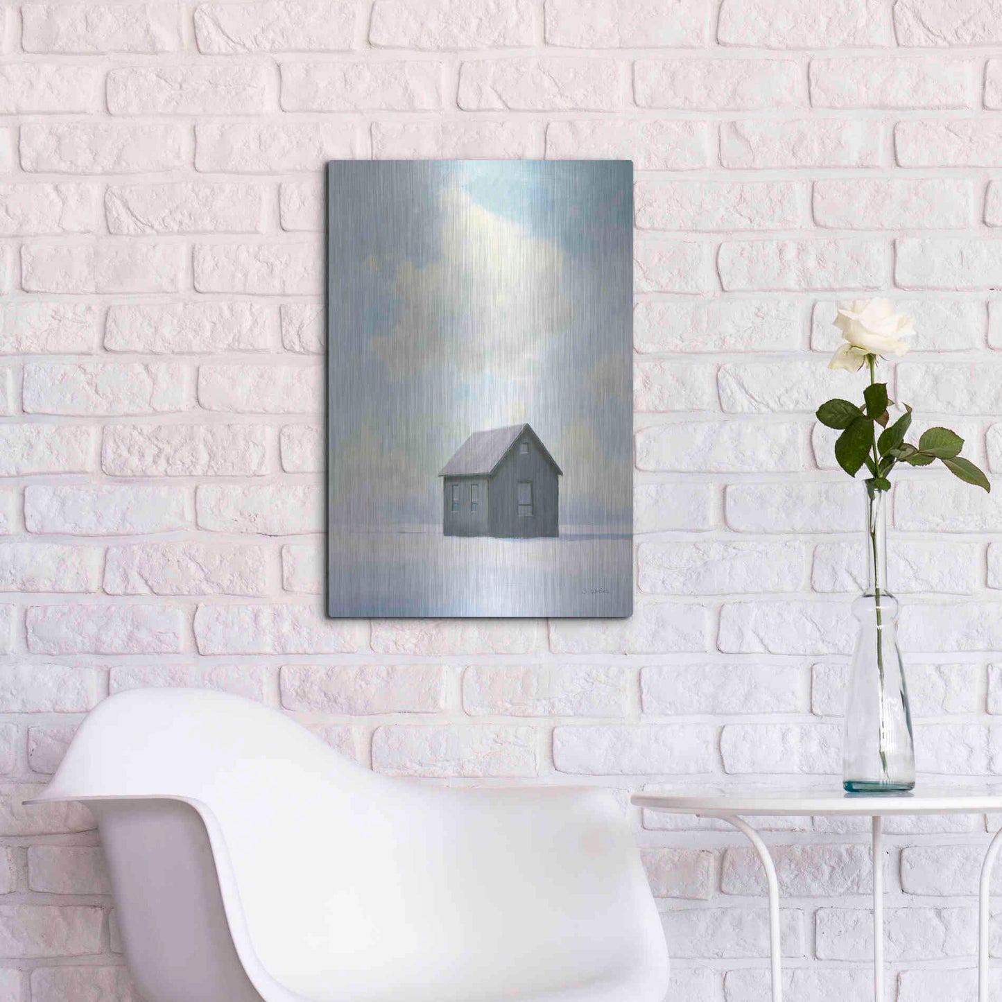 Luxe Metal Art 'Lonely Winter Landscape III' by James Wiens, Metal Wall Art,16x24