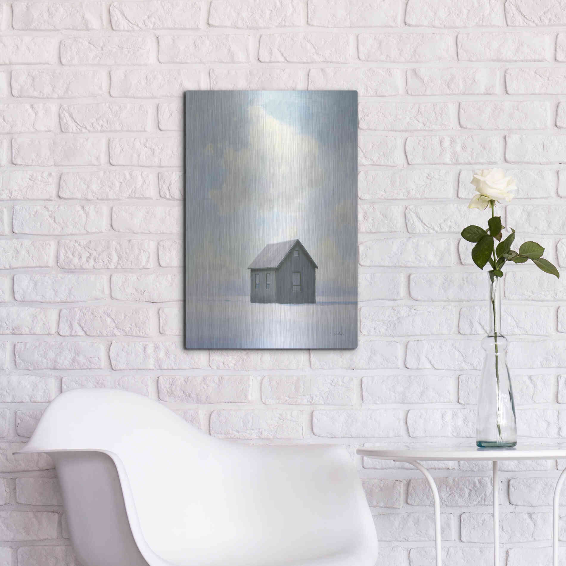 Luxe Metal Art 'Lonely Winter Landscape III' by James Wiens, Metal Wall Art,16x24