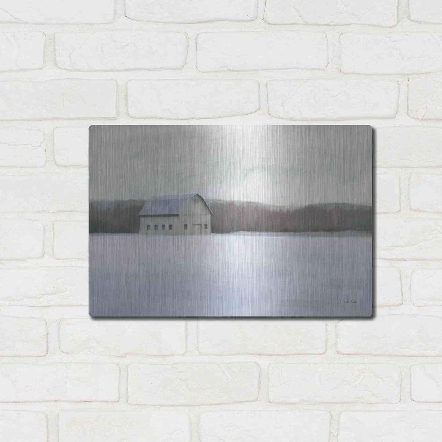 Luxe Metal Art 'Winter Barn' by James Wiens, Metal Wall Art,16x12