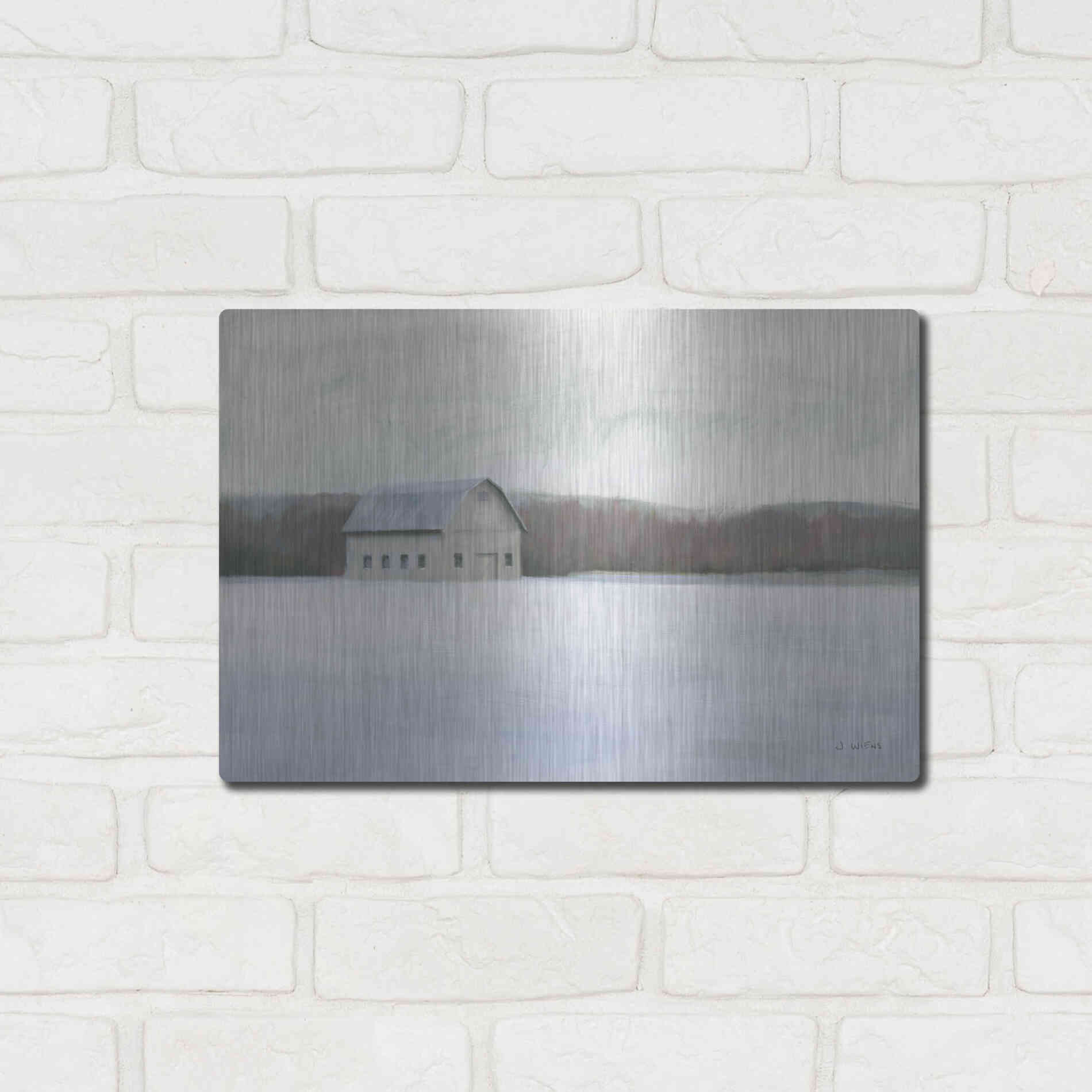 Luxe Metal Art 'Winter Barn' by James Wiens, Metal Wall Art,16x12