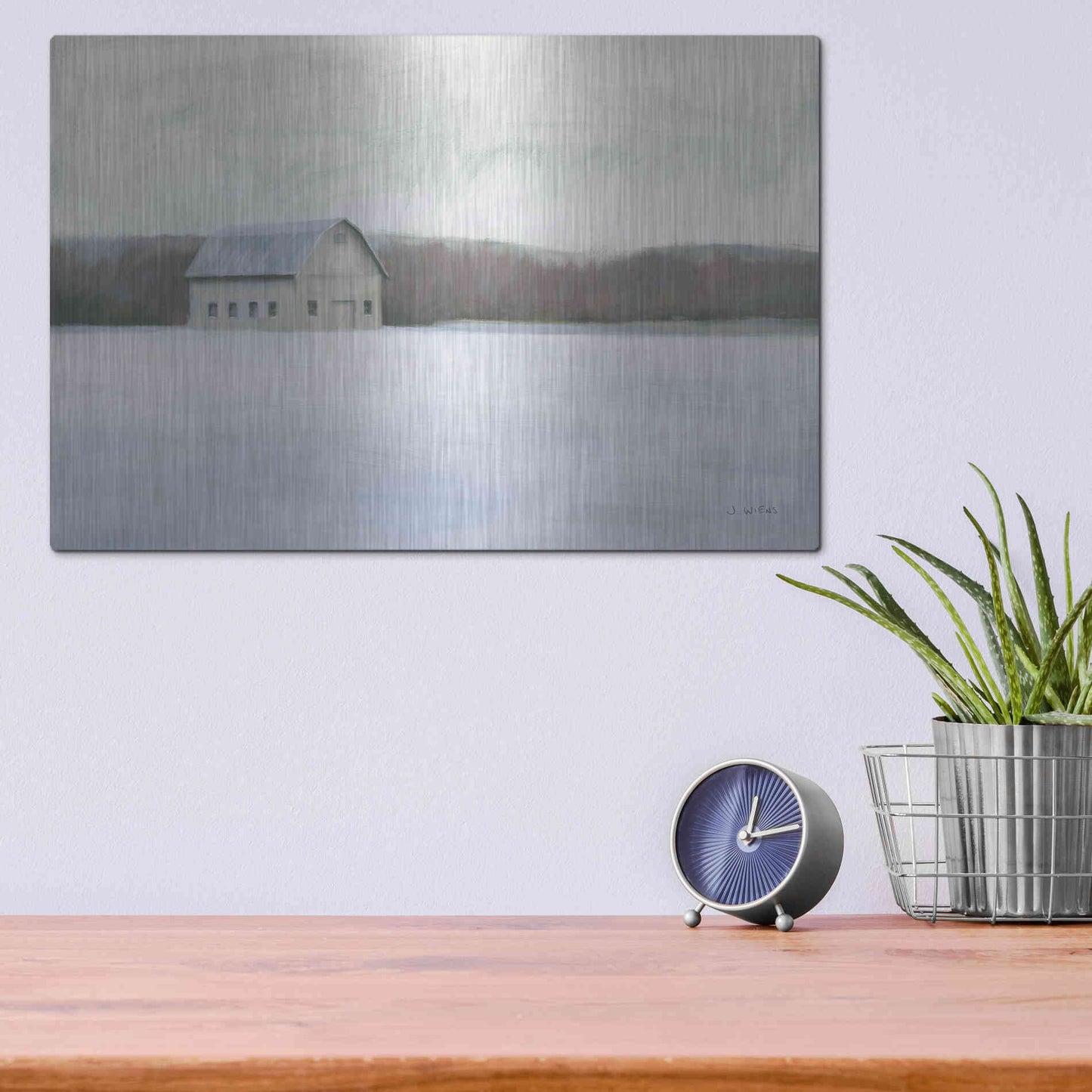 Luxe Metal Art 'Winter Barn' by James Wiens, Metal Wall Art,16x12