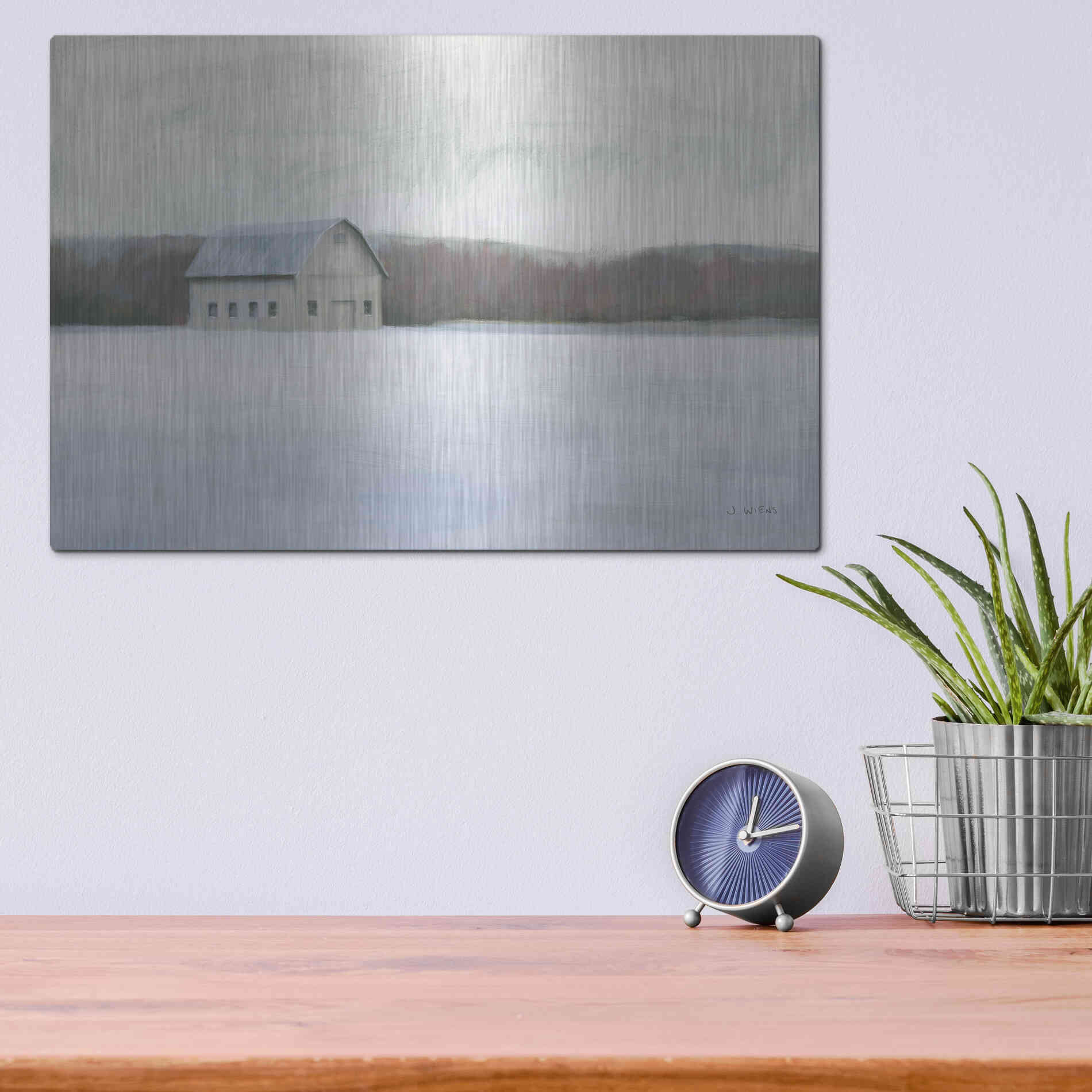 Luxe Metal Art 'Winter Barn' by James Wiens, Metal Wall Art,16x12