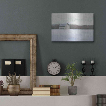 Luxe Metal Art 'Winter Barn' by James Wiens, Metal Wall Art,16x12