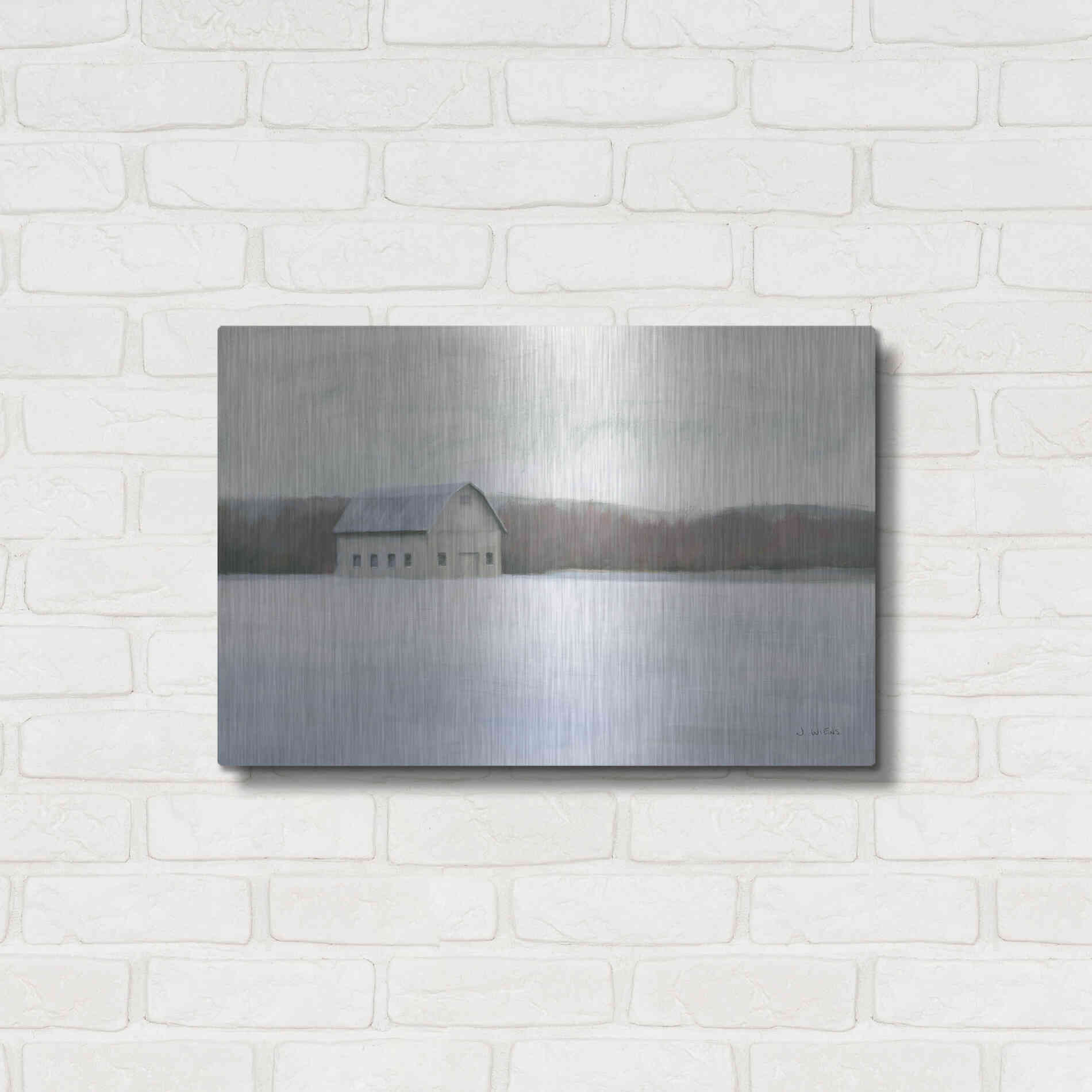 Luxe Metal Art 'Winter Barn' by James Wiens, Metal Wall Art,24x16