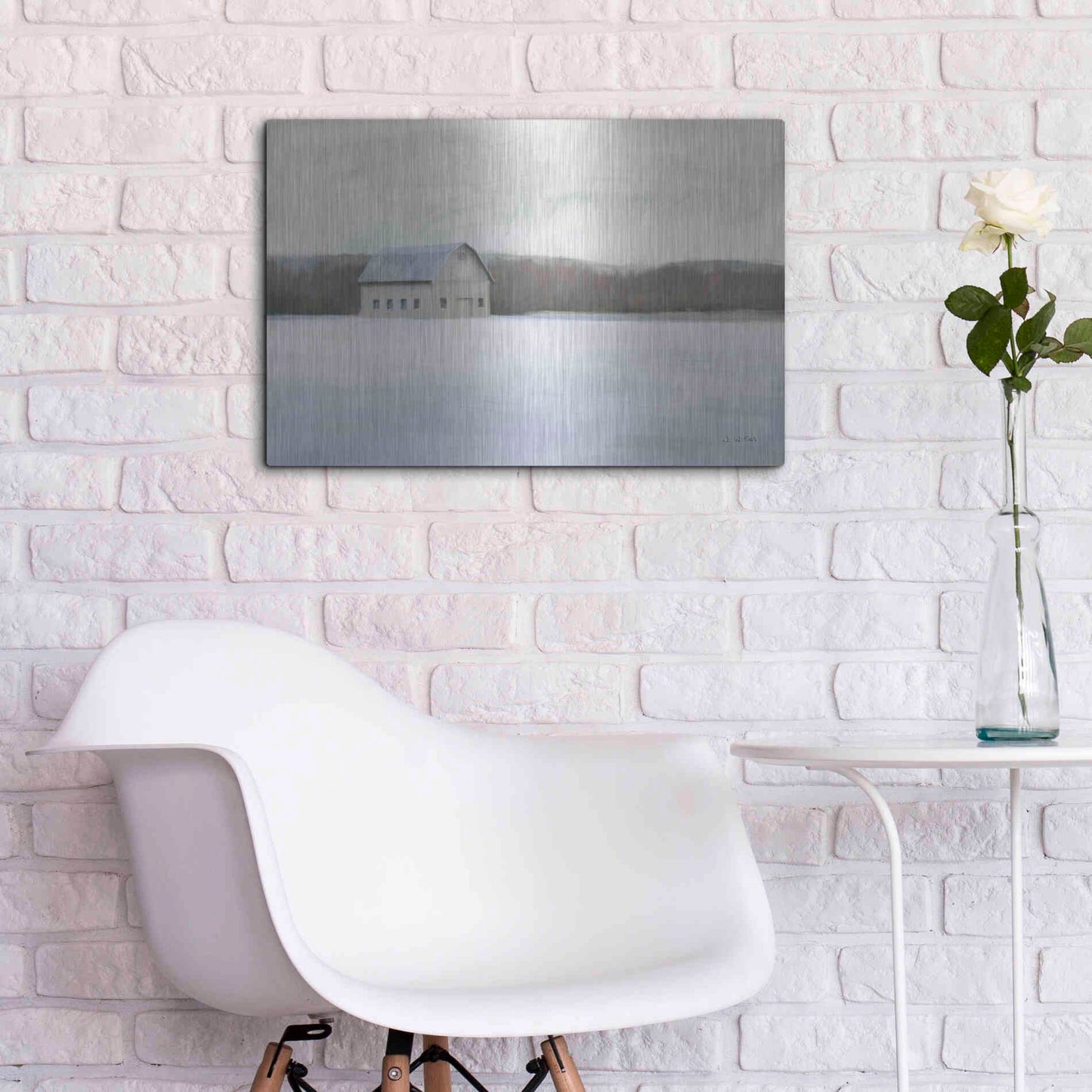 Luxe Metal Art 'Winter Barn' by James Wiens, Metal Wall Art,24x16