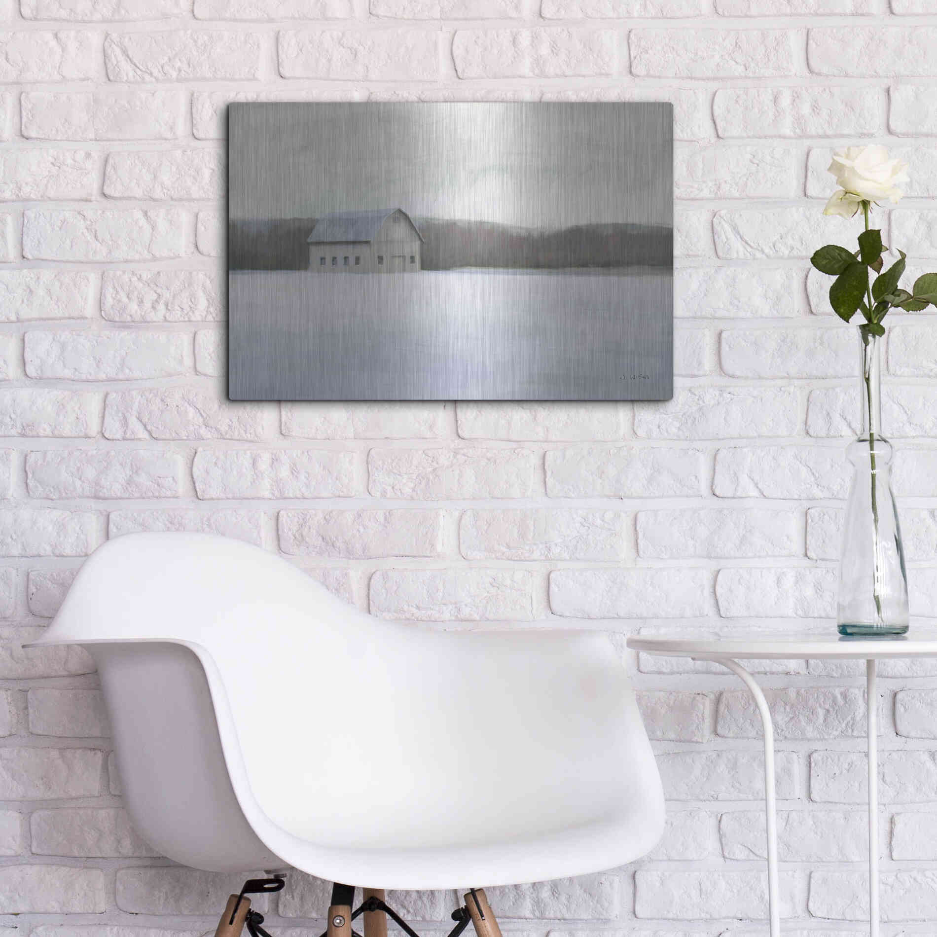 Luxe Metal Art 'Winter Barn' by James Wiens, Metal Wall Art,24x16